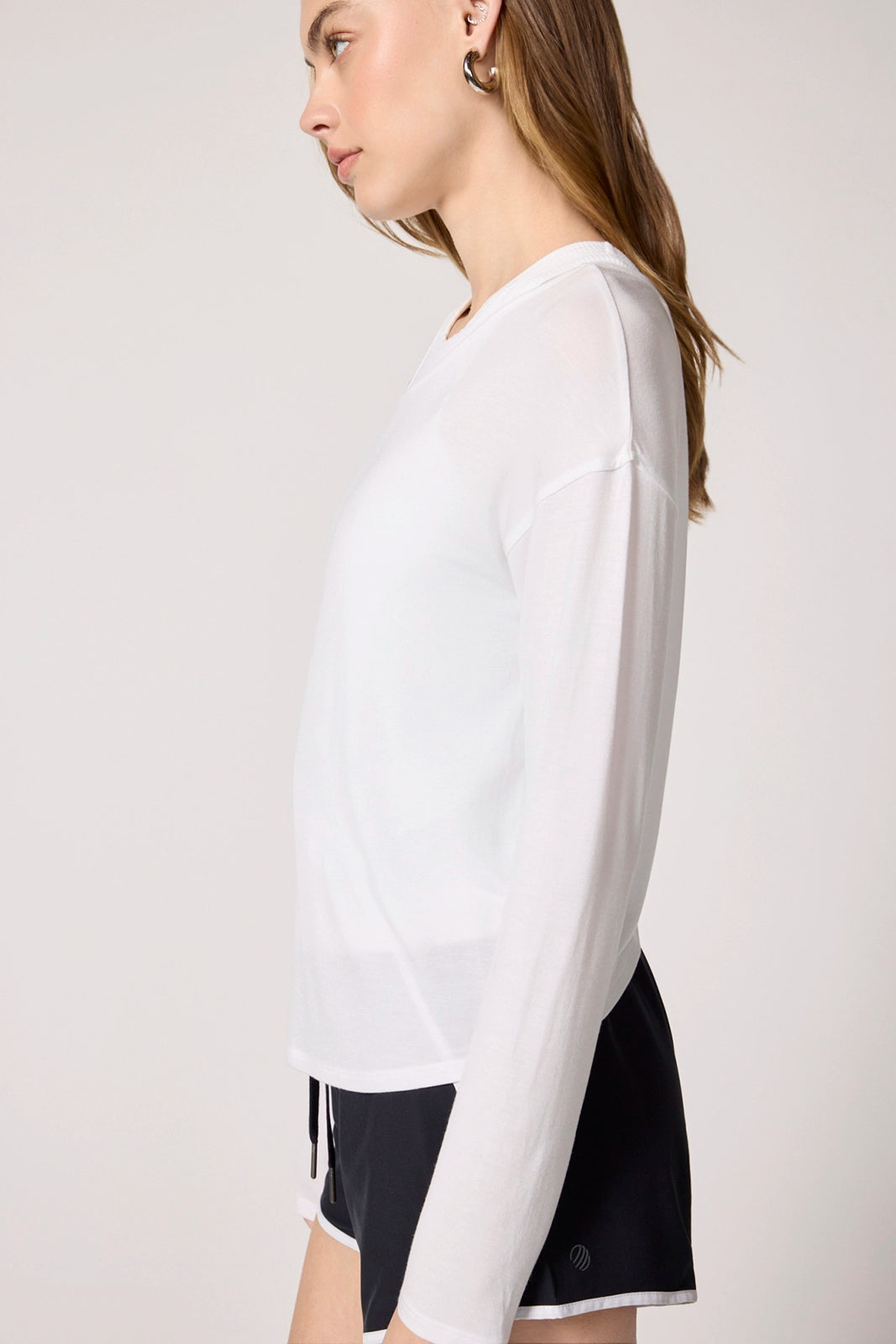 Breeze Twist Back Long Sleeve Top - Brilliant White