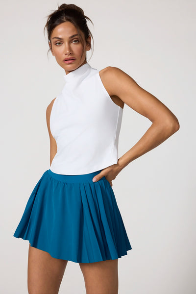 Ribbed Mock Neck Tank - Brilliant White | MPG Sport