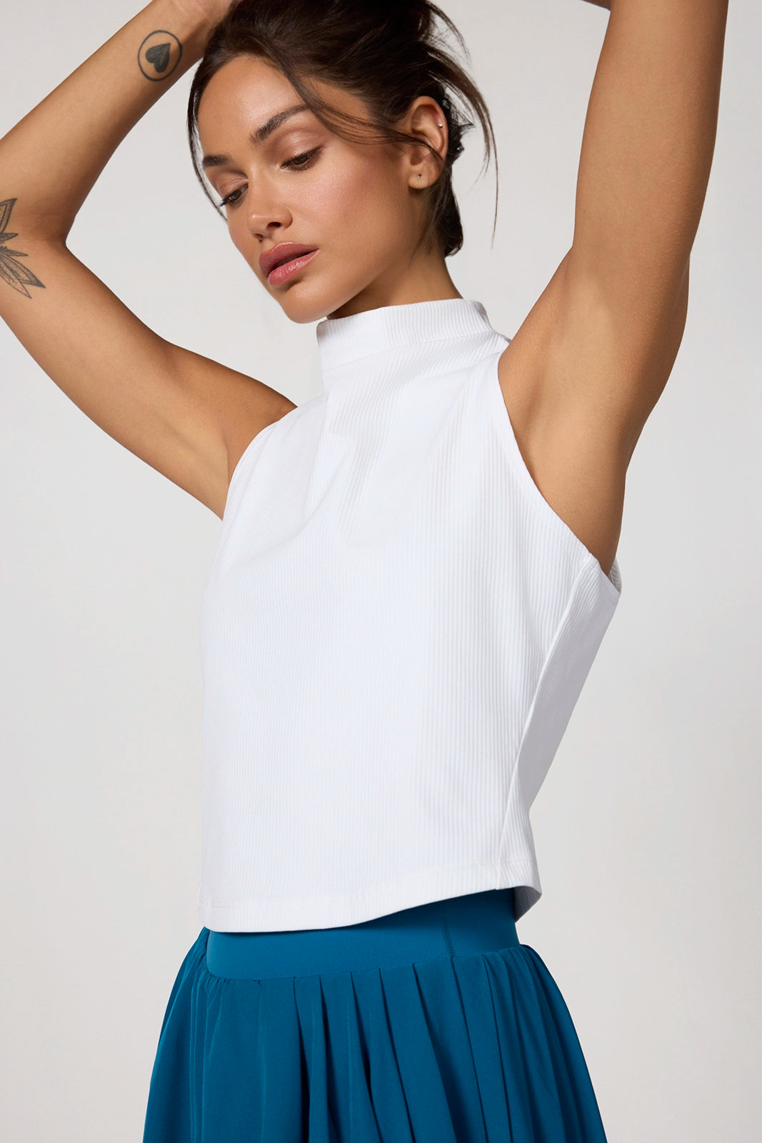 Ribbed Mock Neck Tank - Brilliant White