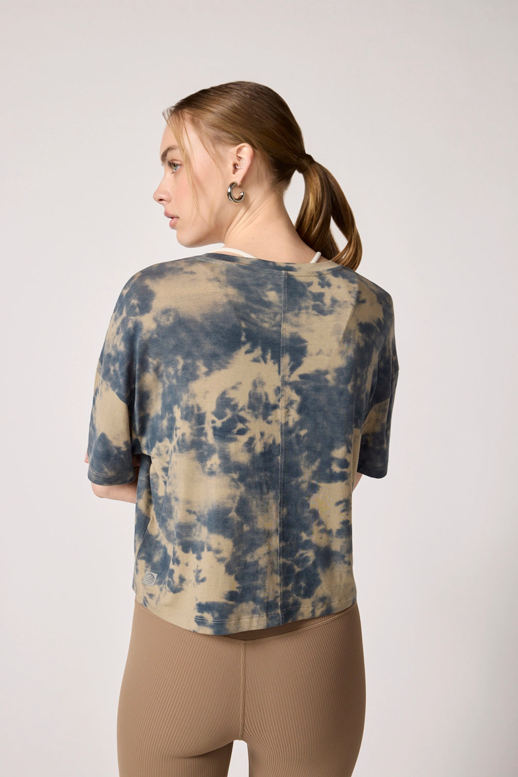 Shibori Breeze Cropped Boyfriend Tee - Silver Sage Shibori