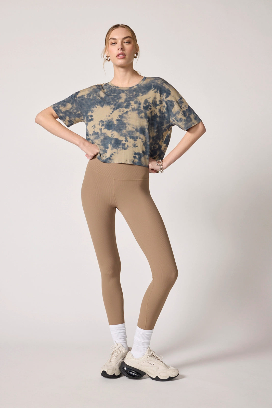 Shibori Breeze Cropped Boyfriend Tee - Silver Sage Shibori