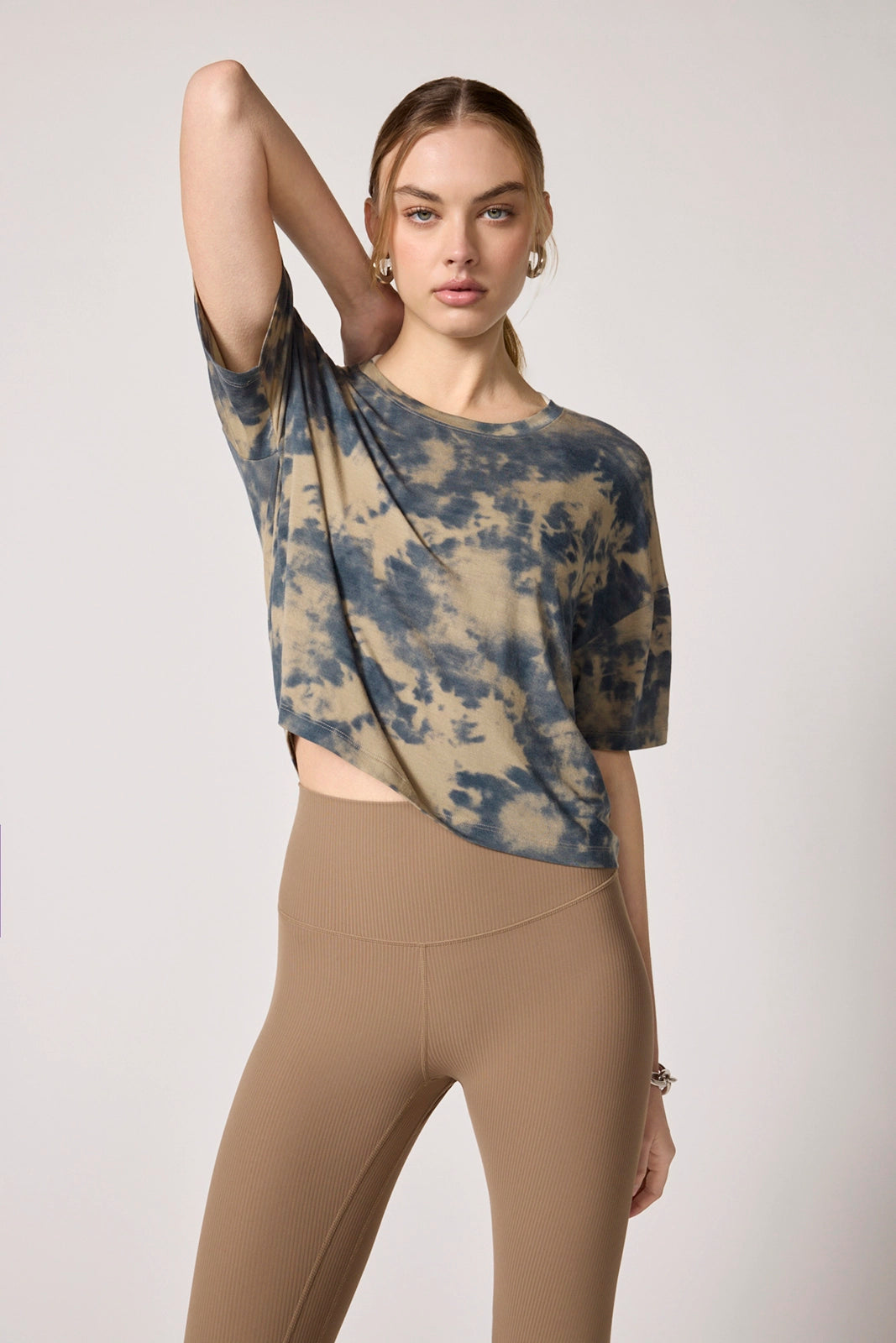 Shibori Breeze Cropped Boyfriend Tee - Silver Sage Shibori