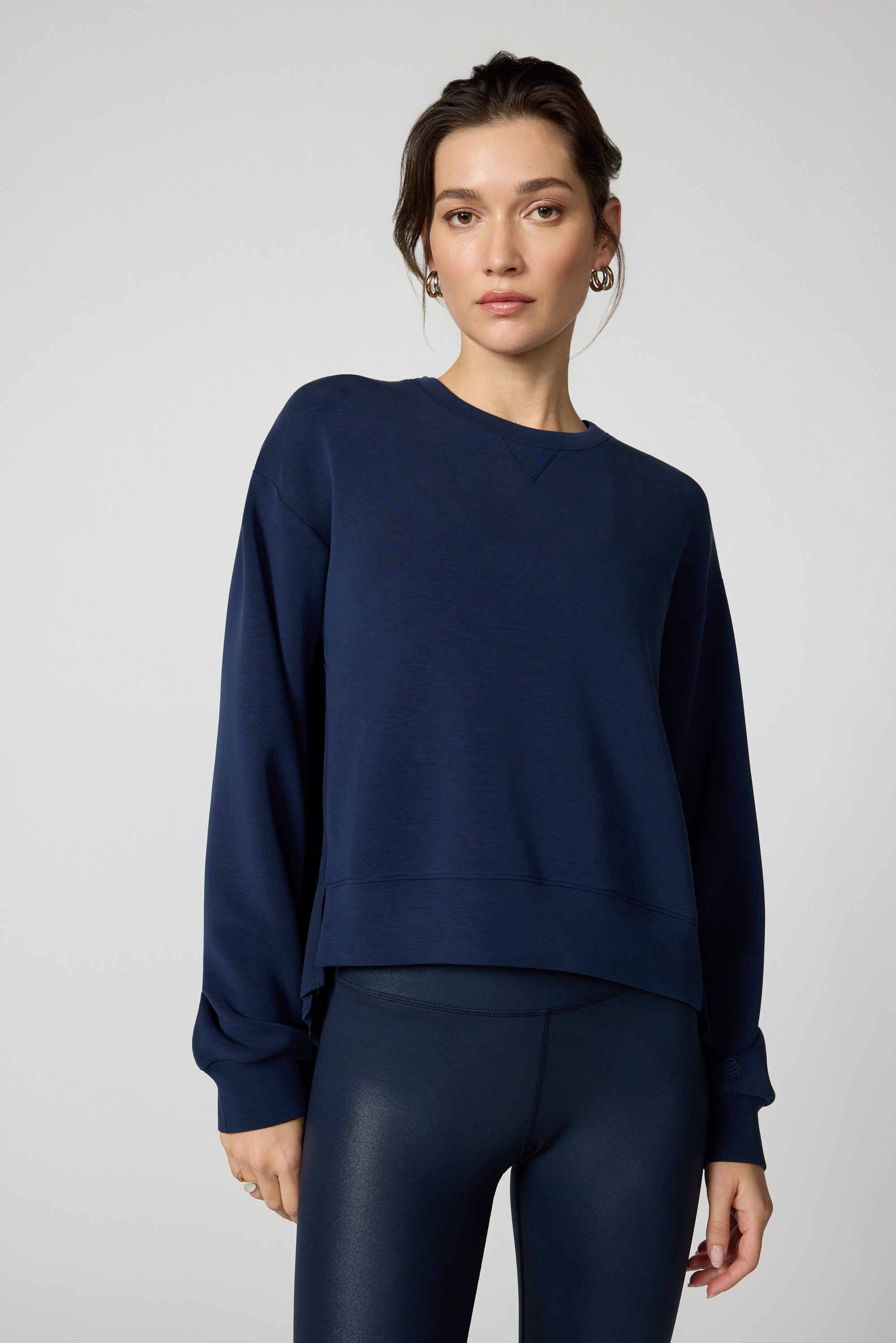 Dreamweave Crew with Pleated Back - Navy Blazer