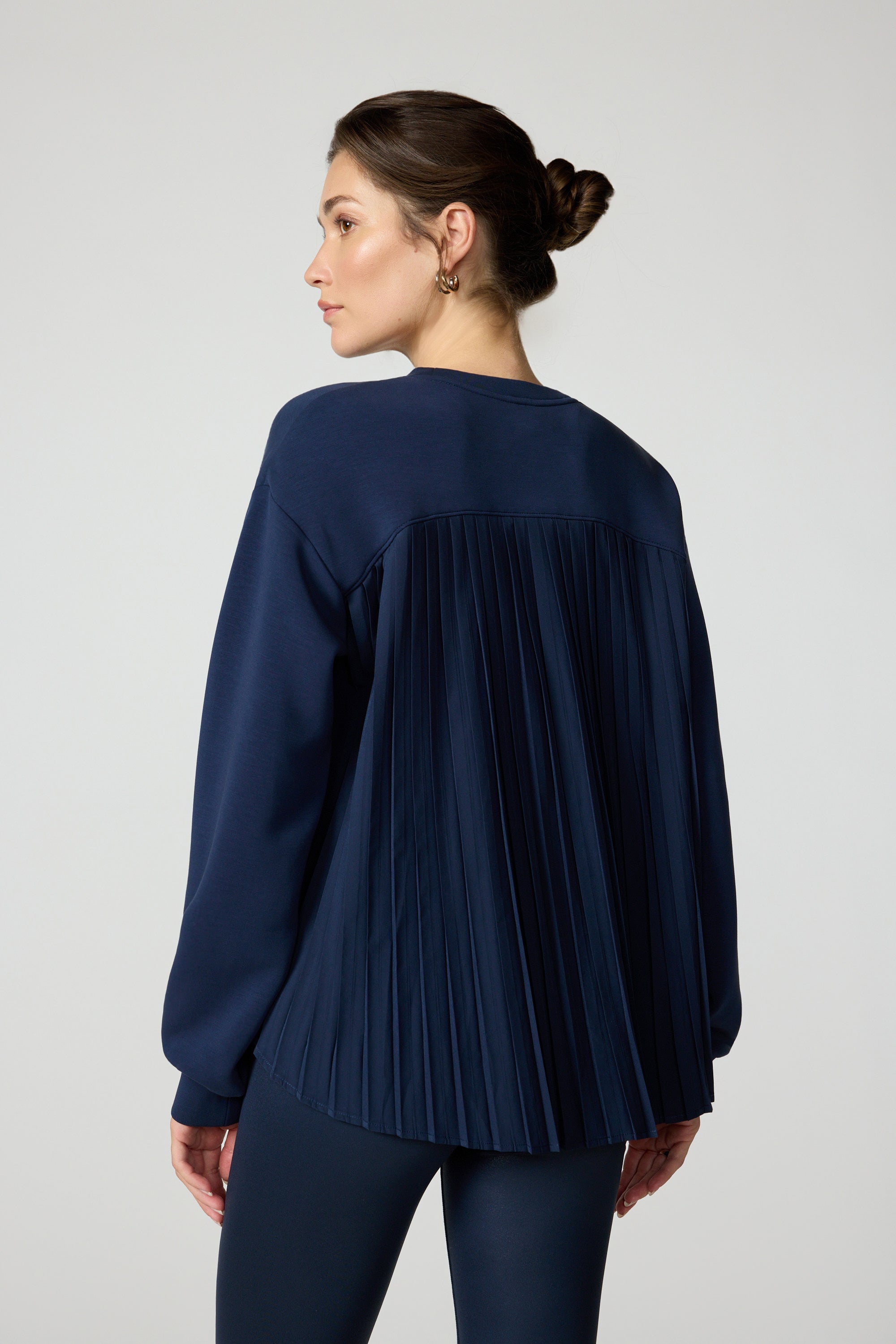 Dreamweave Crew with Pleated Back - Navy Blazer