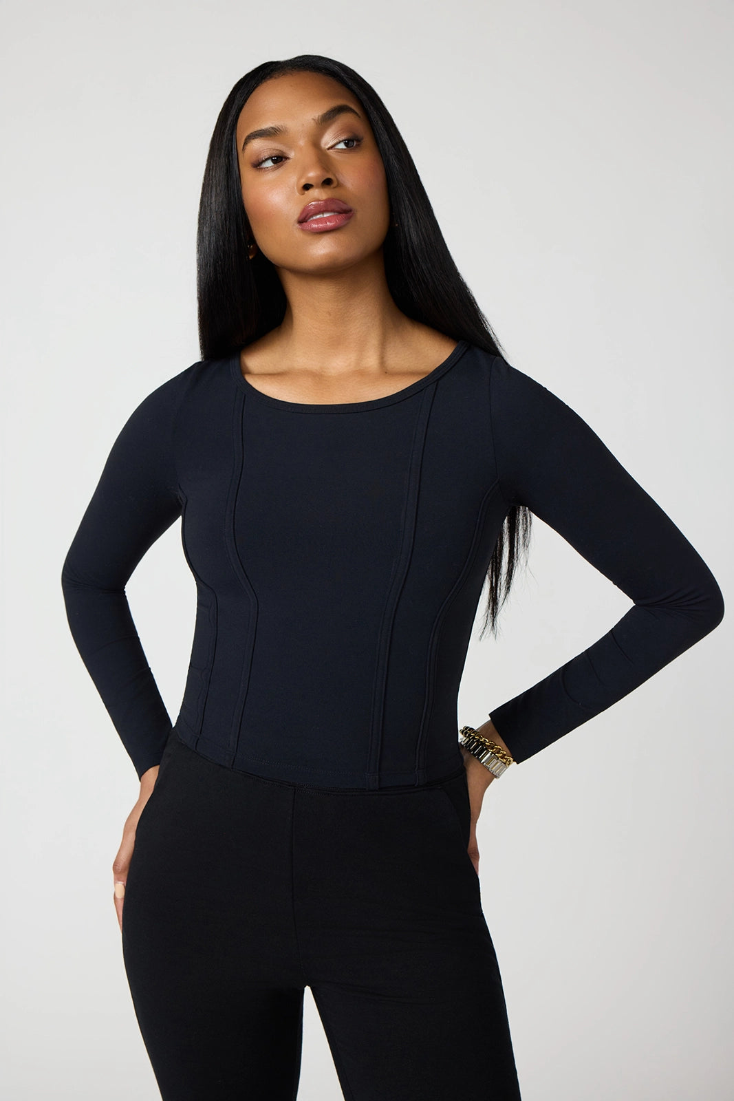 Cloud Corset Long Sleeve - Black