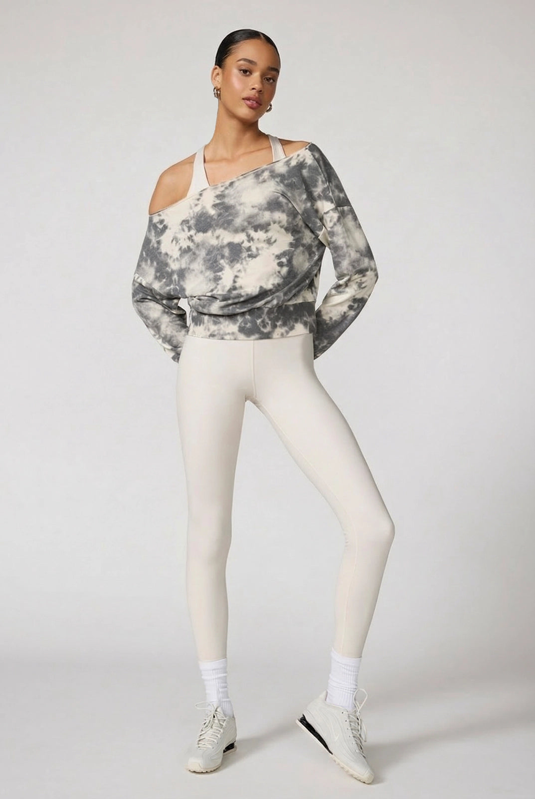 Shibori Cozy Fleece Flashdance Sweatshirt - Moonbeam Shibori