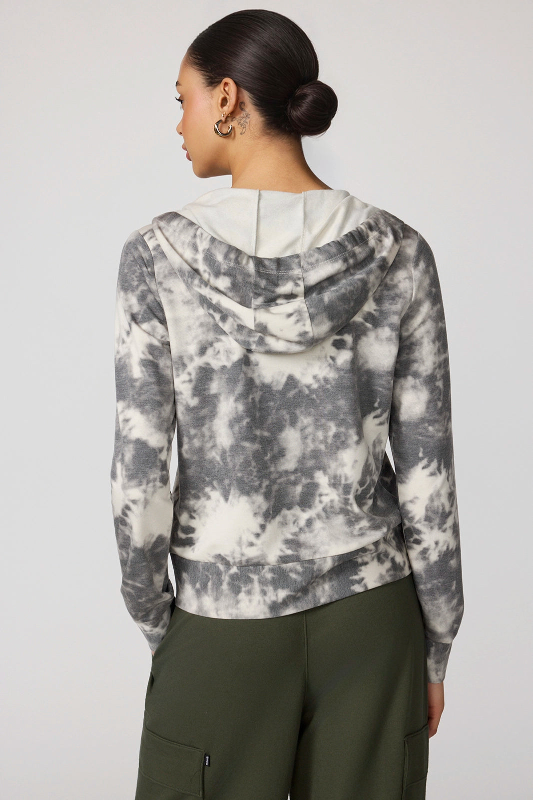 Shibori Cozy Fleece Slim Full Zip Hoodie - Moonbeam Shibori