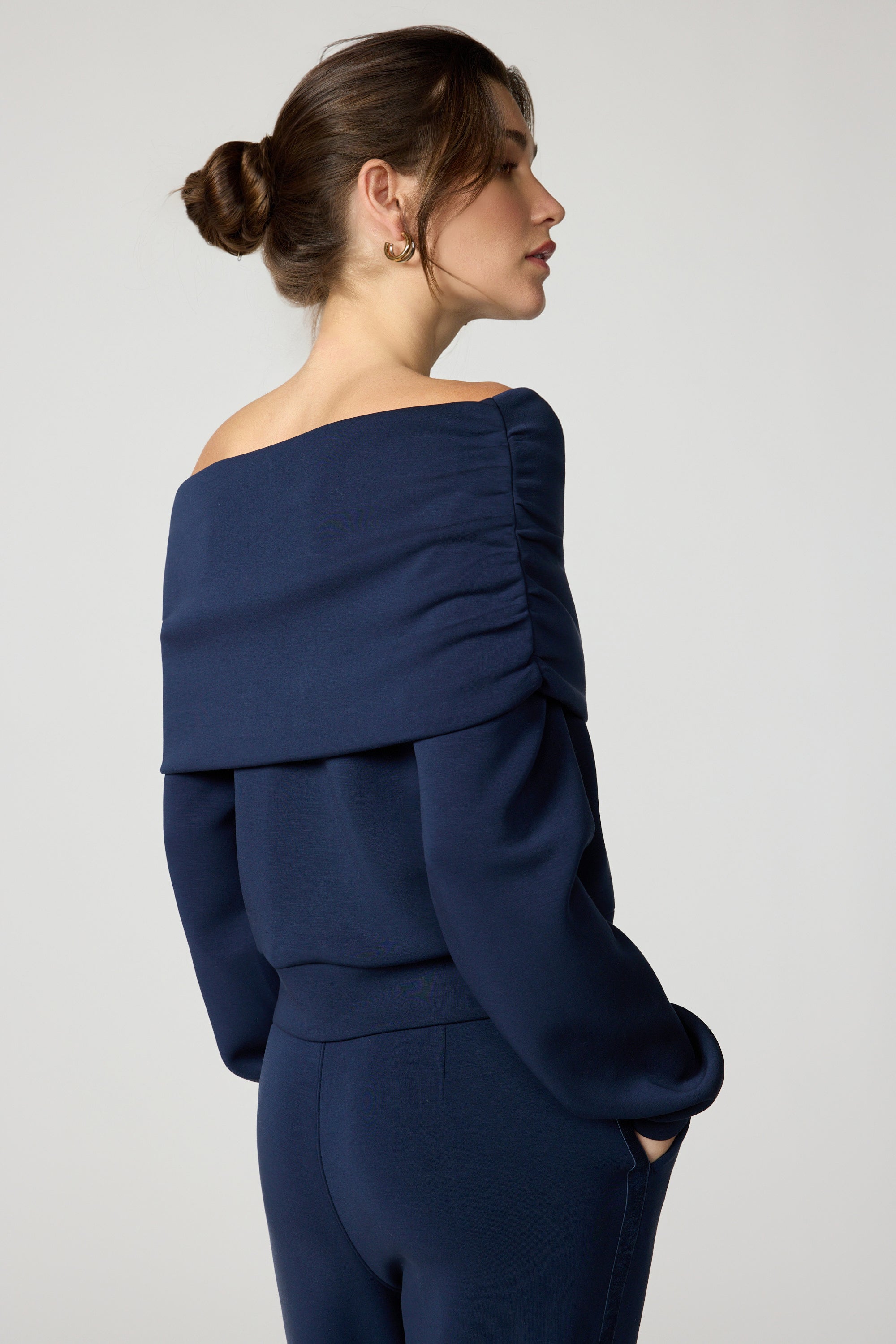 Dreamweave Off The Shoulder - Navy Blazer