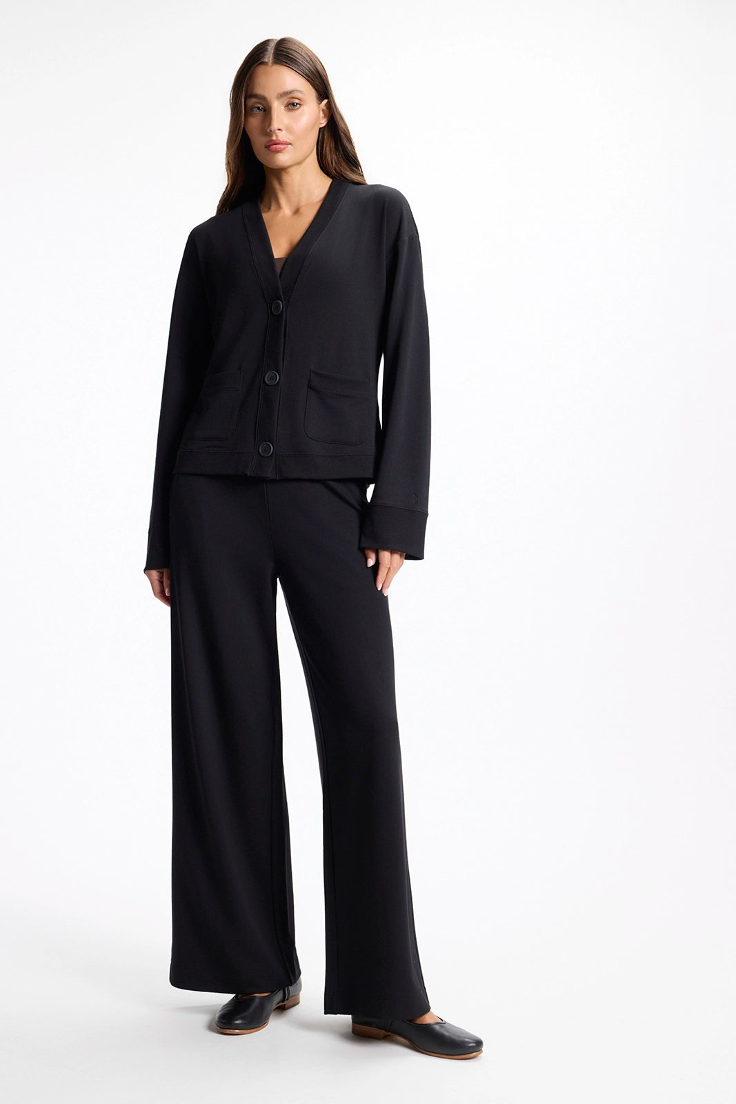 Cozy Fleece Button Up Cardigan - Black