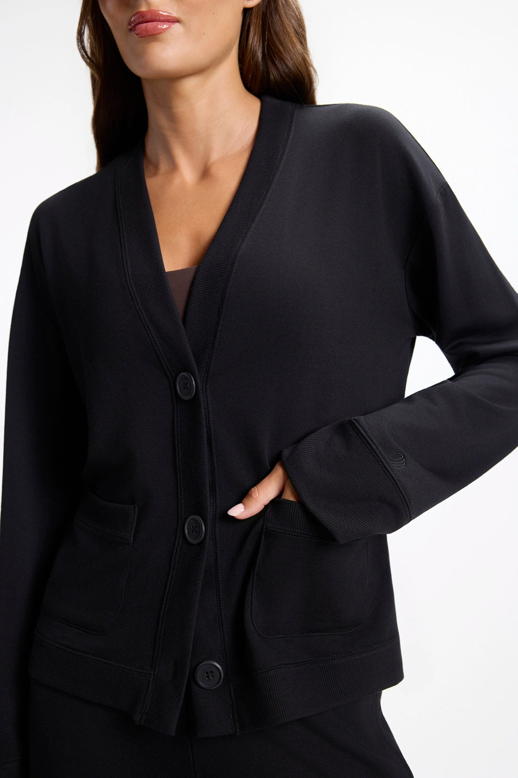 Cozy Fleece Button Up Cardigan - Black