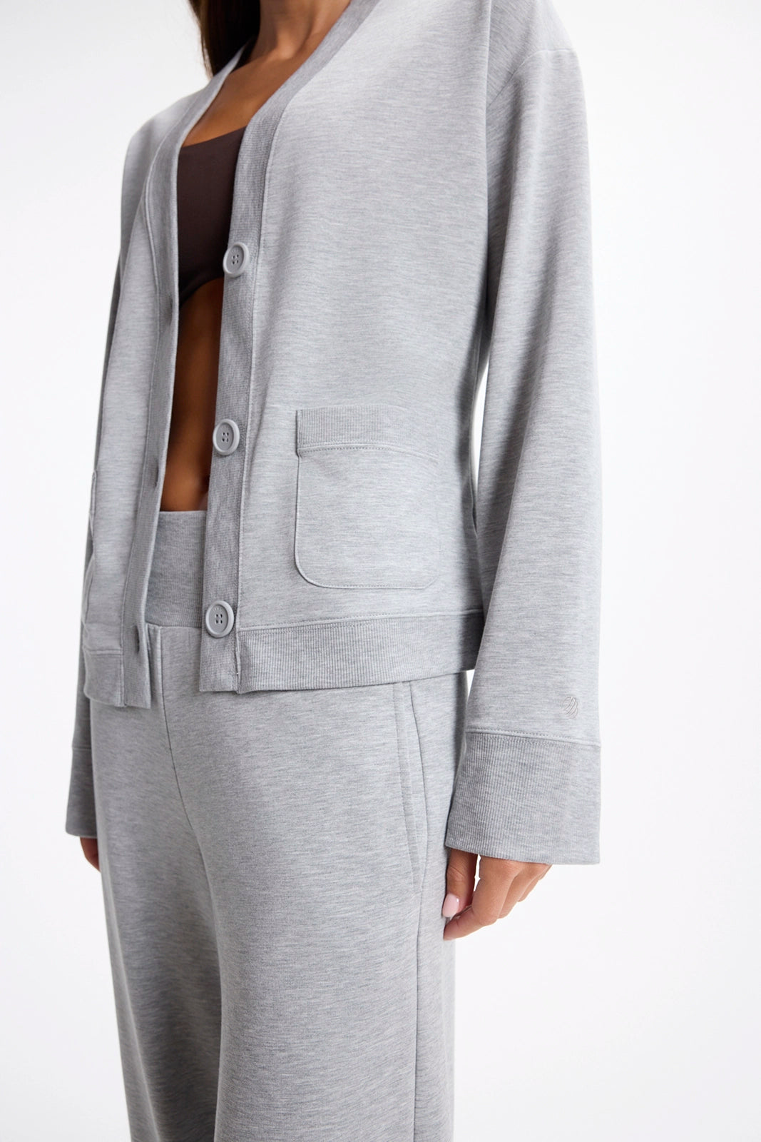 Cozy Fleece Button Up Cardigan - Htr Concrete