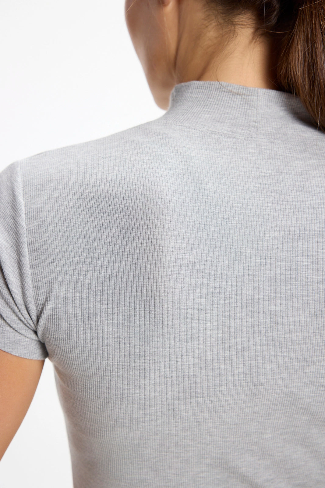 Baby Rib Short Sleeve Mock Neck - Htr Concrete