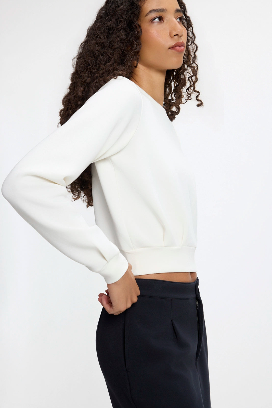 Dreamweave™ Pleated Crew Neck - Vanilla