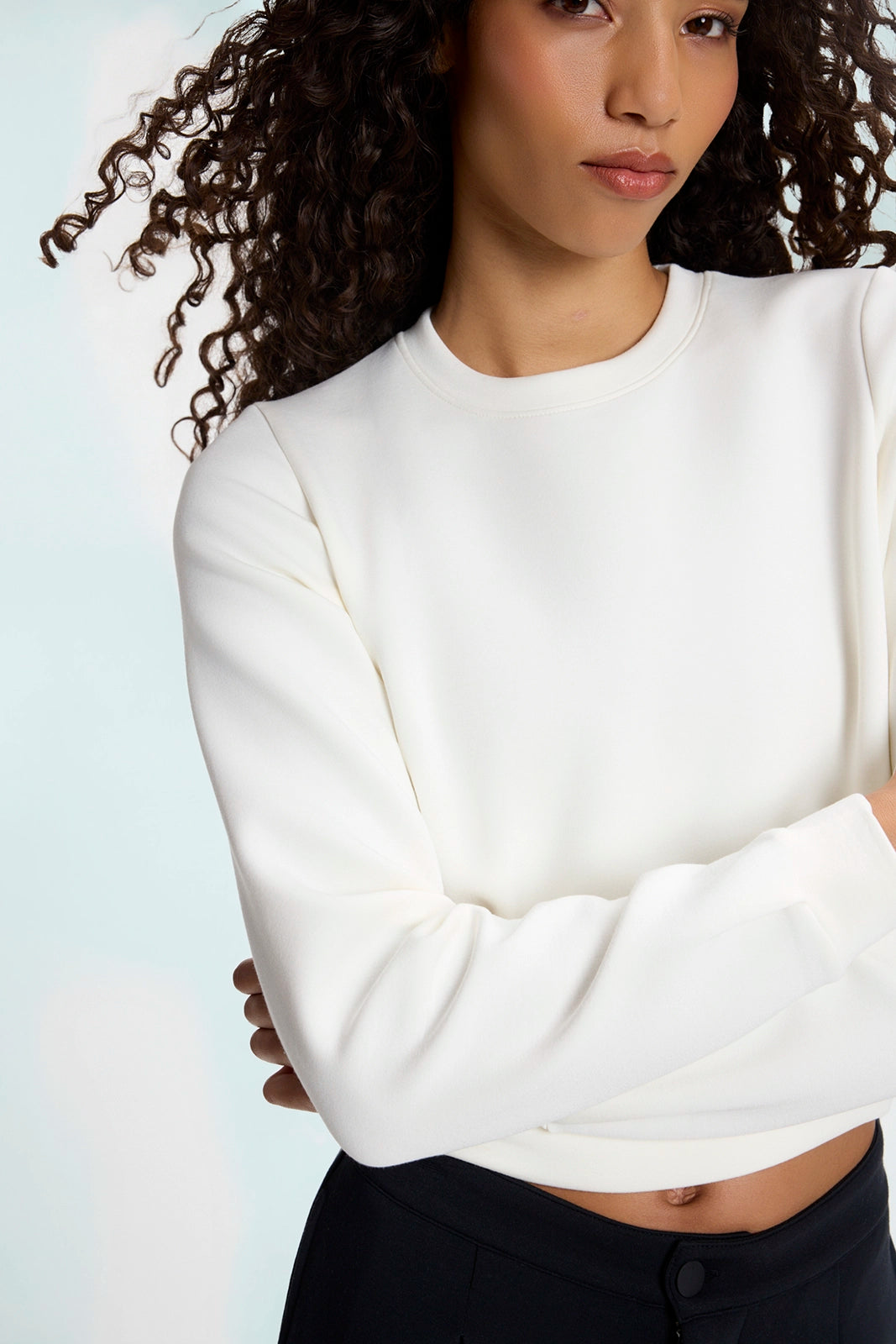 Dreamweave™ Pleated Crew Neck - Vanilla