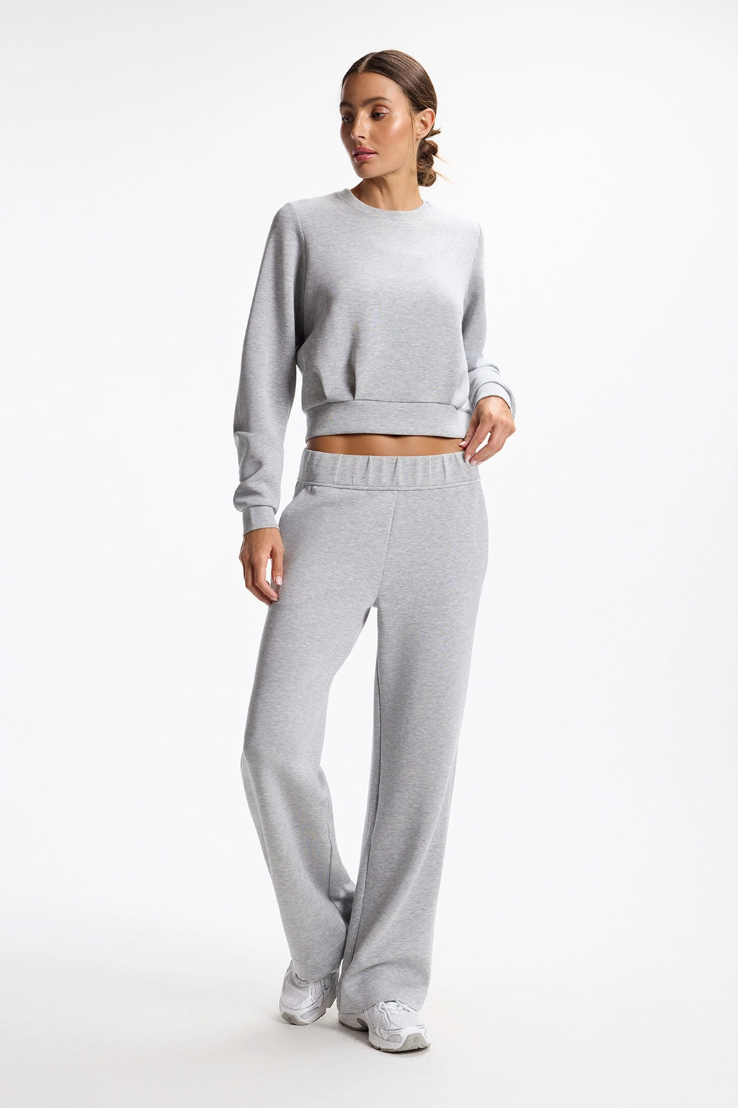 Dreamweave™ Pleated Crew Neck - Htr Concrete