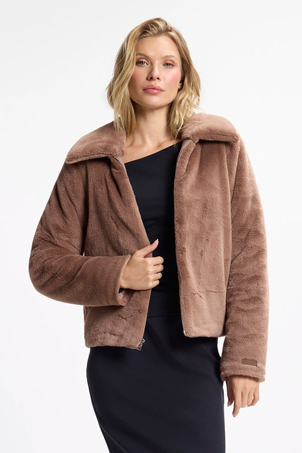 Plush Cropped Jacket - Brownie