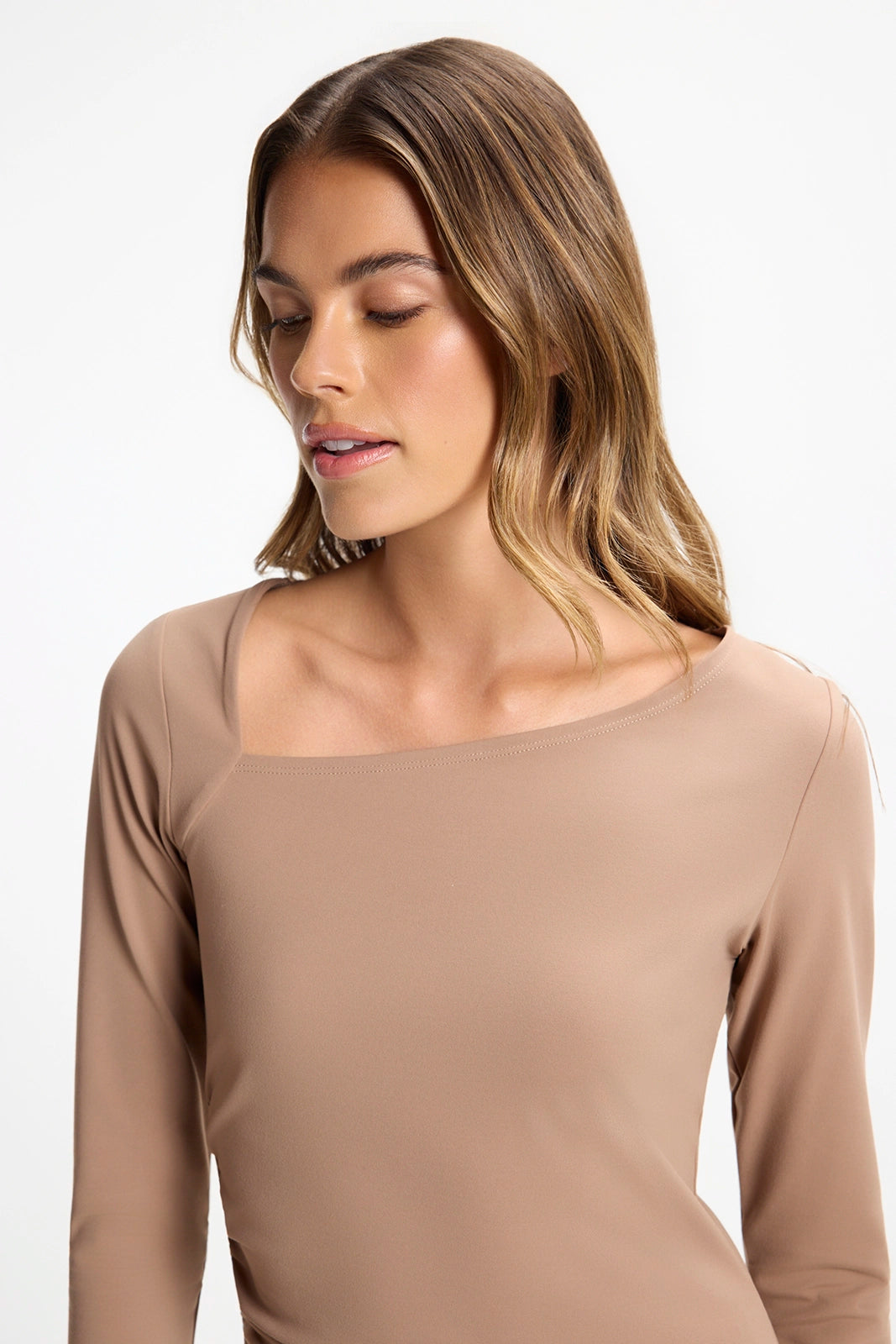 Cloud Asymmetrical Long Sleeve Top - Brownie
