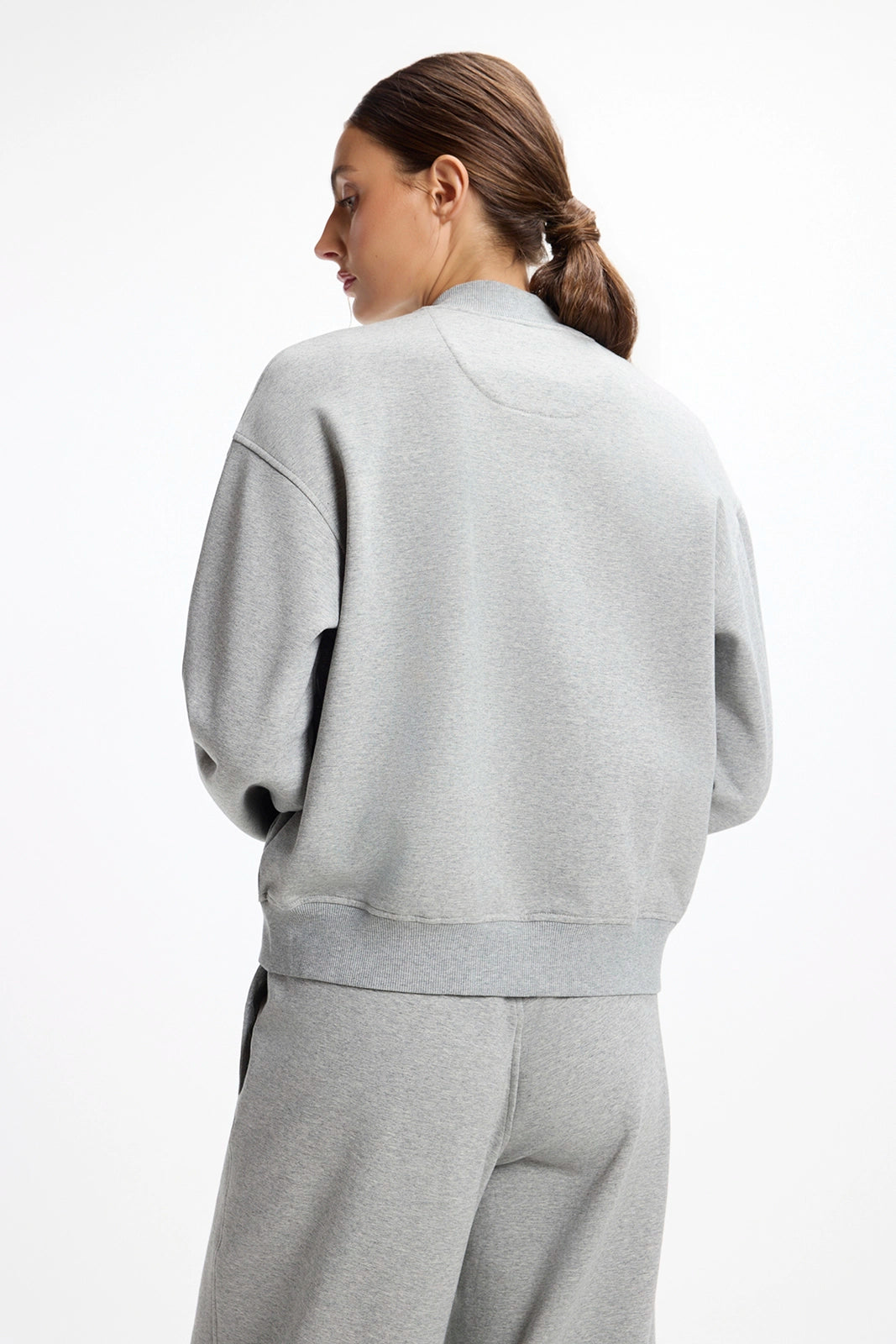 Ultrasoft Fleece Bomber - Htr Concrete