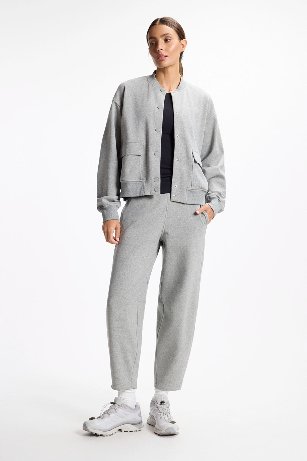 Ultrasoft Fleece Bomber - Htr Concrete
