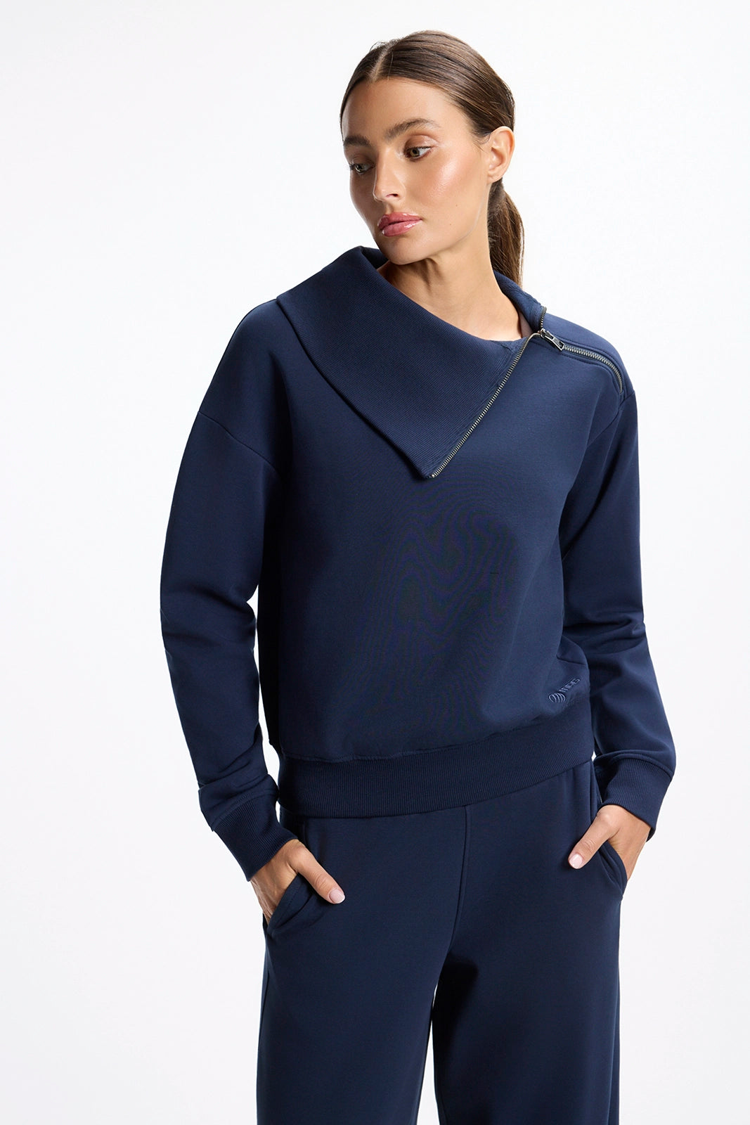 Ultrasoft Fleece Asymmetrical Half Zip - Navy Blazer