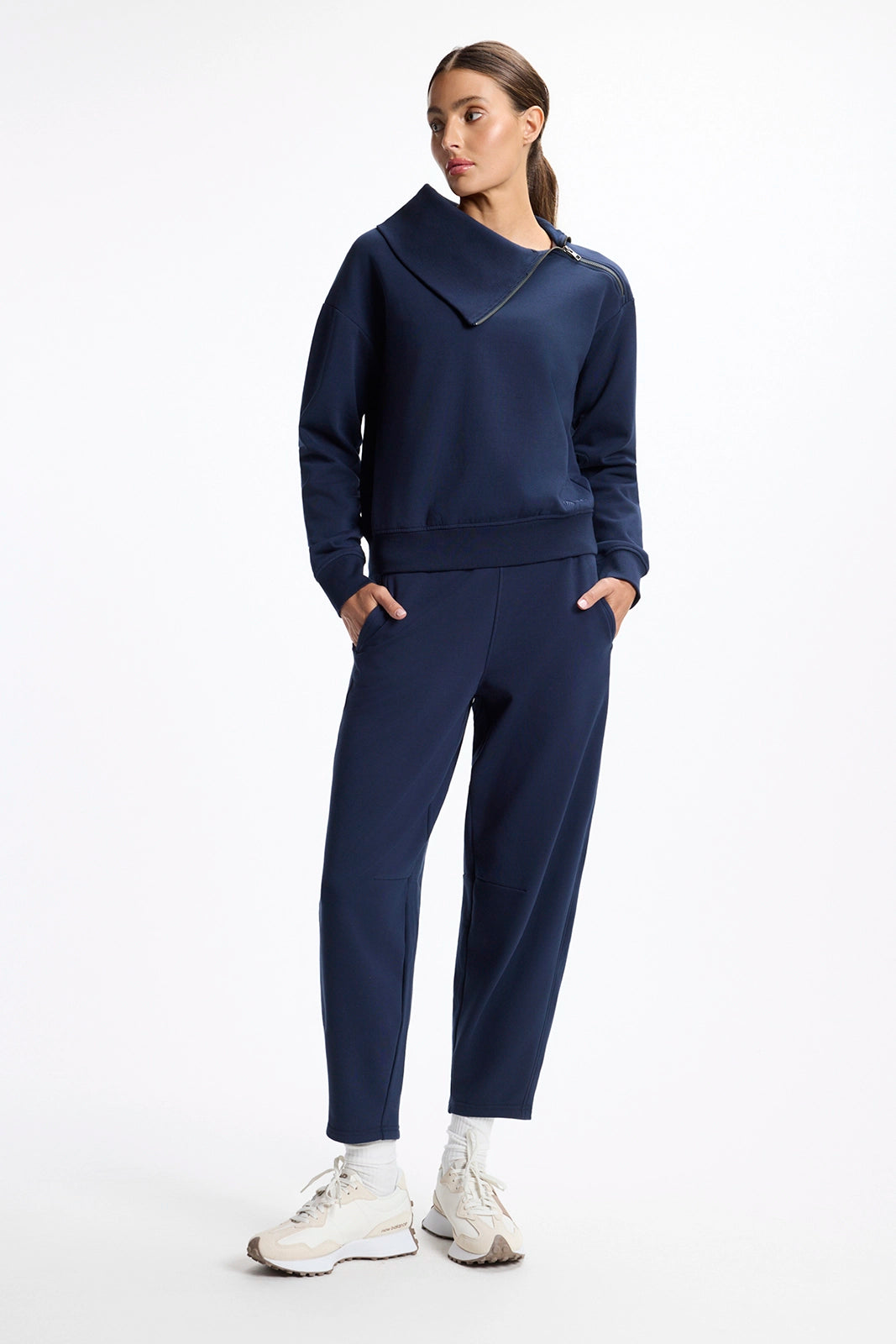 Ultrasoft Fleece Asymmetrical Half Zip - Navy Blazer