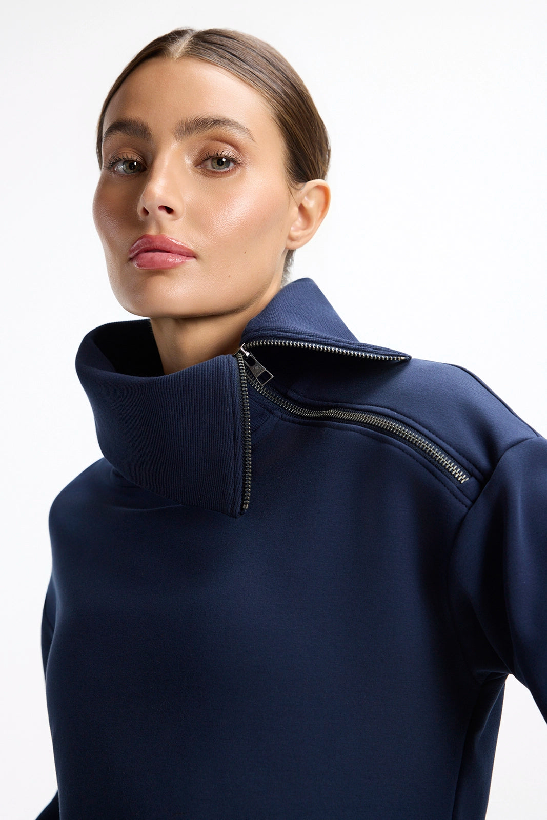 Ultrasoft Fleece Asymmetrical Half Zip - Navy Blazer