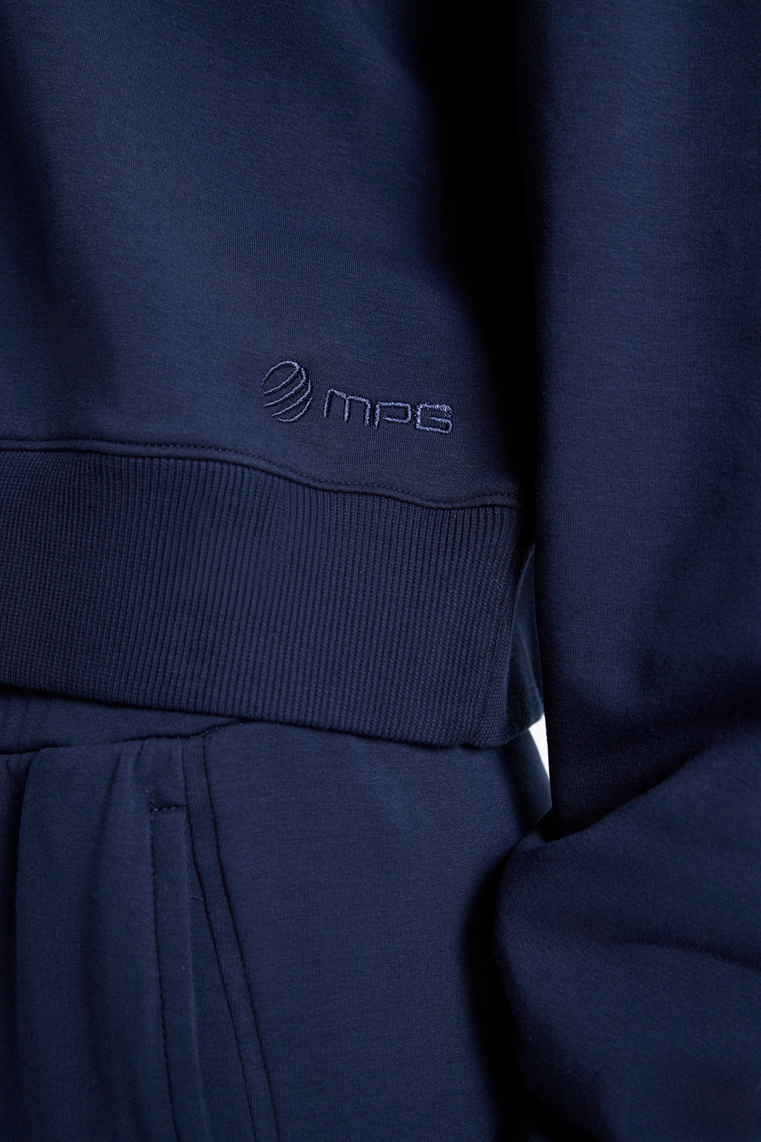 Ultrasoft Fleece Mock Neck Cropped Sweatshirt - Navy Blazer