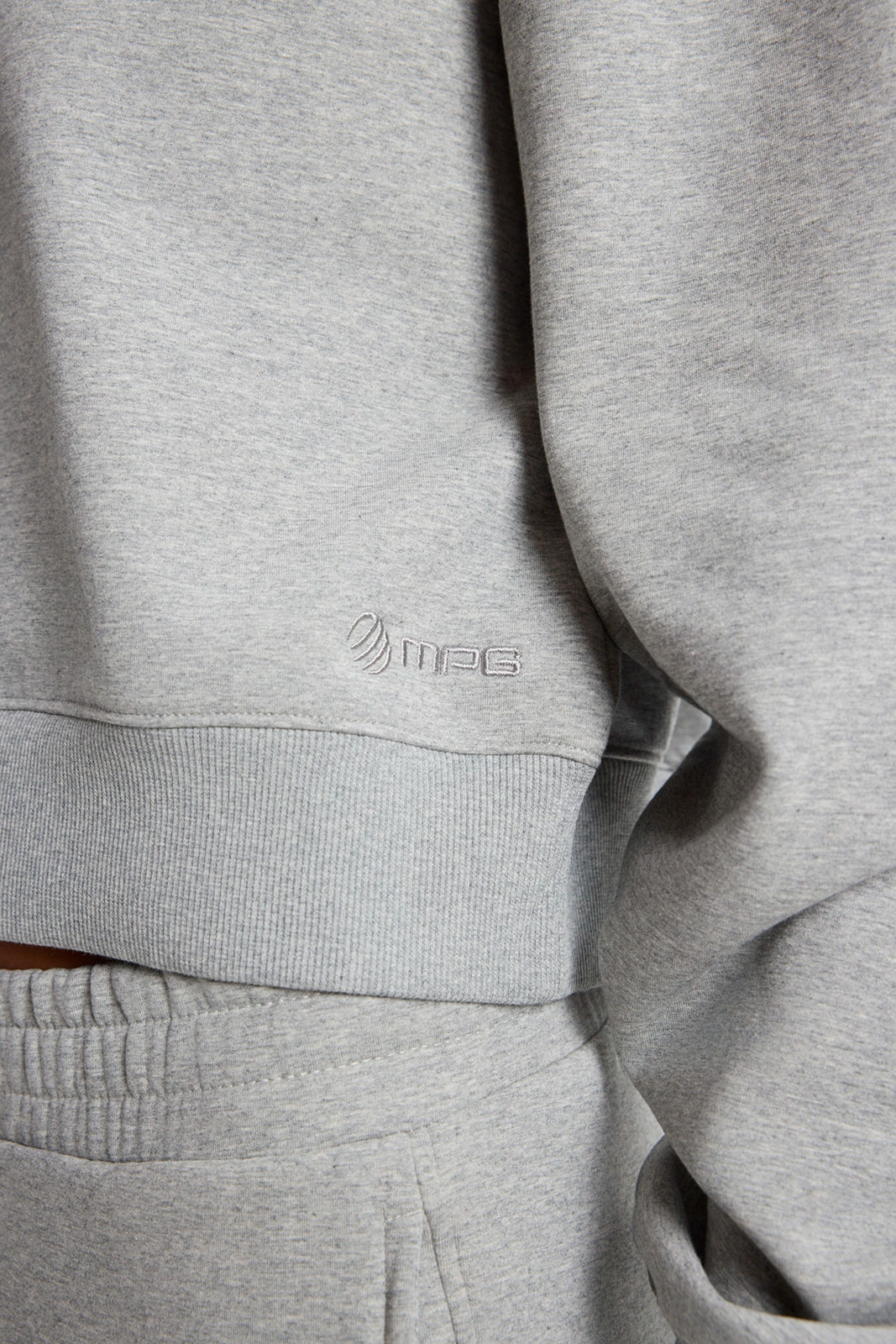 Ultrasoft Fleece Mock Neck Cropped Sweatshirt - Htr Concrete
