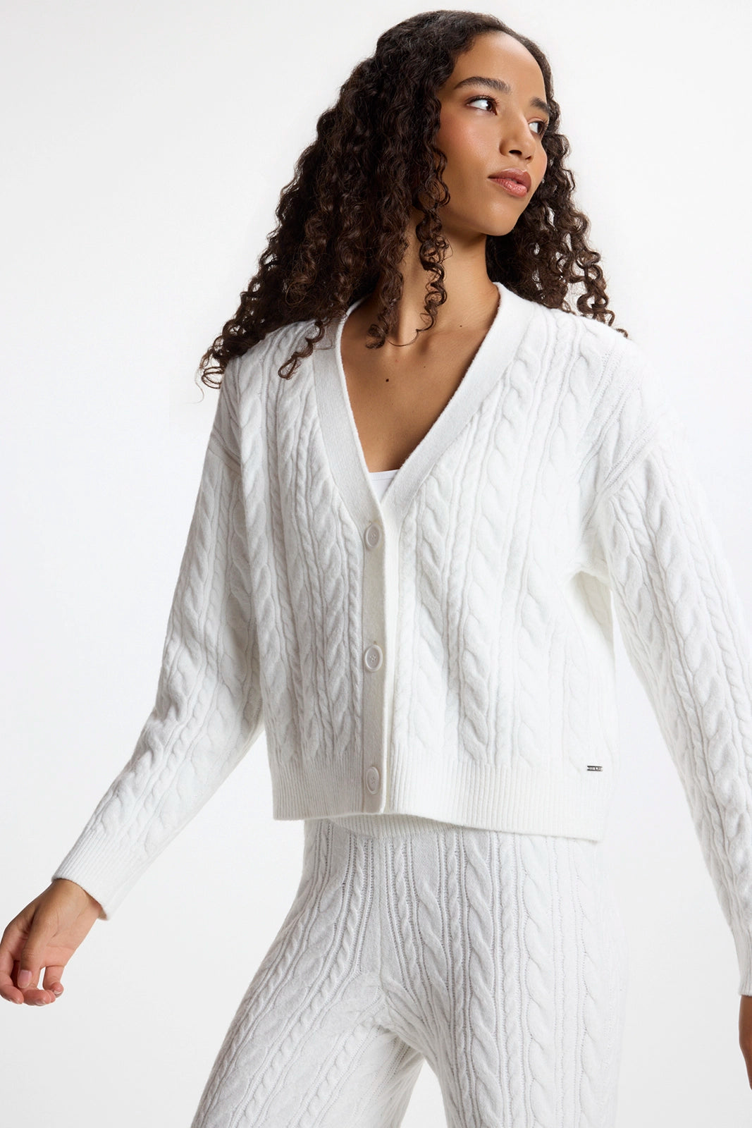 Cable Knit Cardigan - Snow White