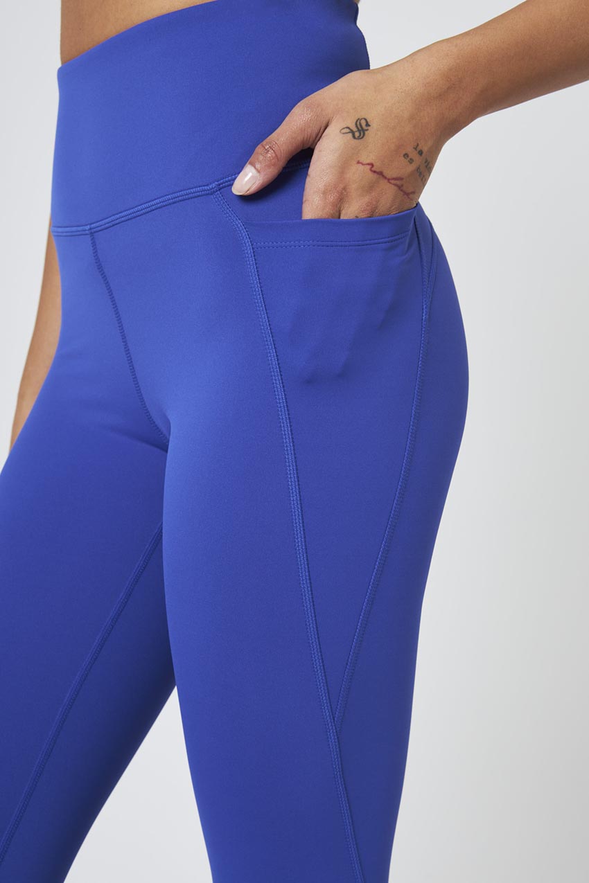 MPG Leggings Women Large Crey Colorblock Cropped Athletic Zipped Pocket