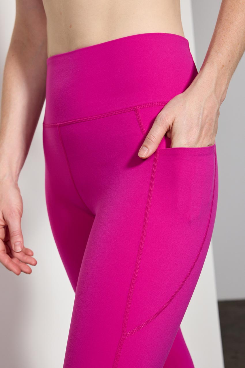 High Waisted Dark Pink Full Length Shaping Leggings Size Medium Pockets On  Side