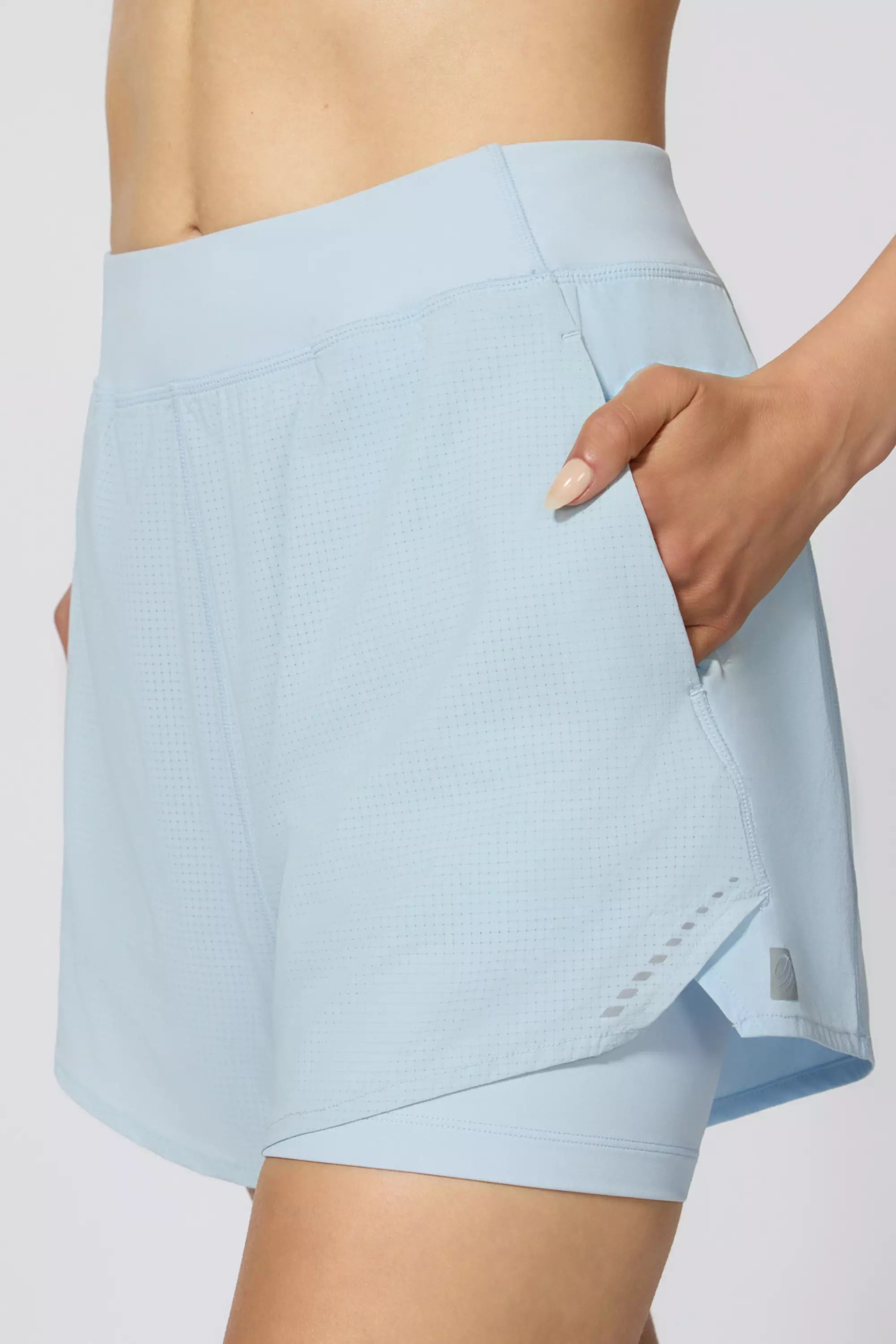 Glide High Waisted Run Short - Winter Sky