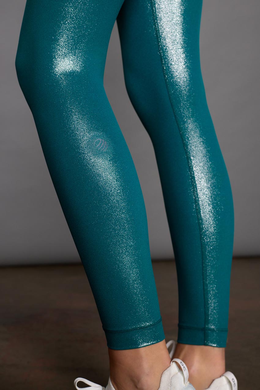 Buy Heroine Sport Blue Marvel Leggings in Metallic-nylon for Women
