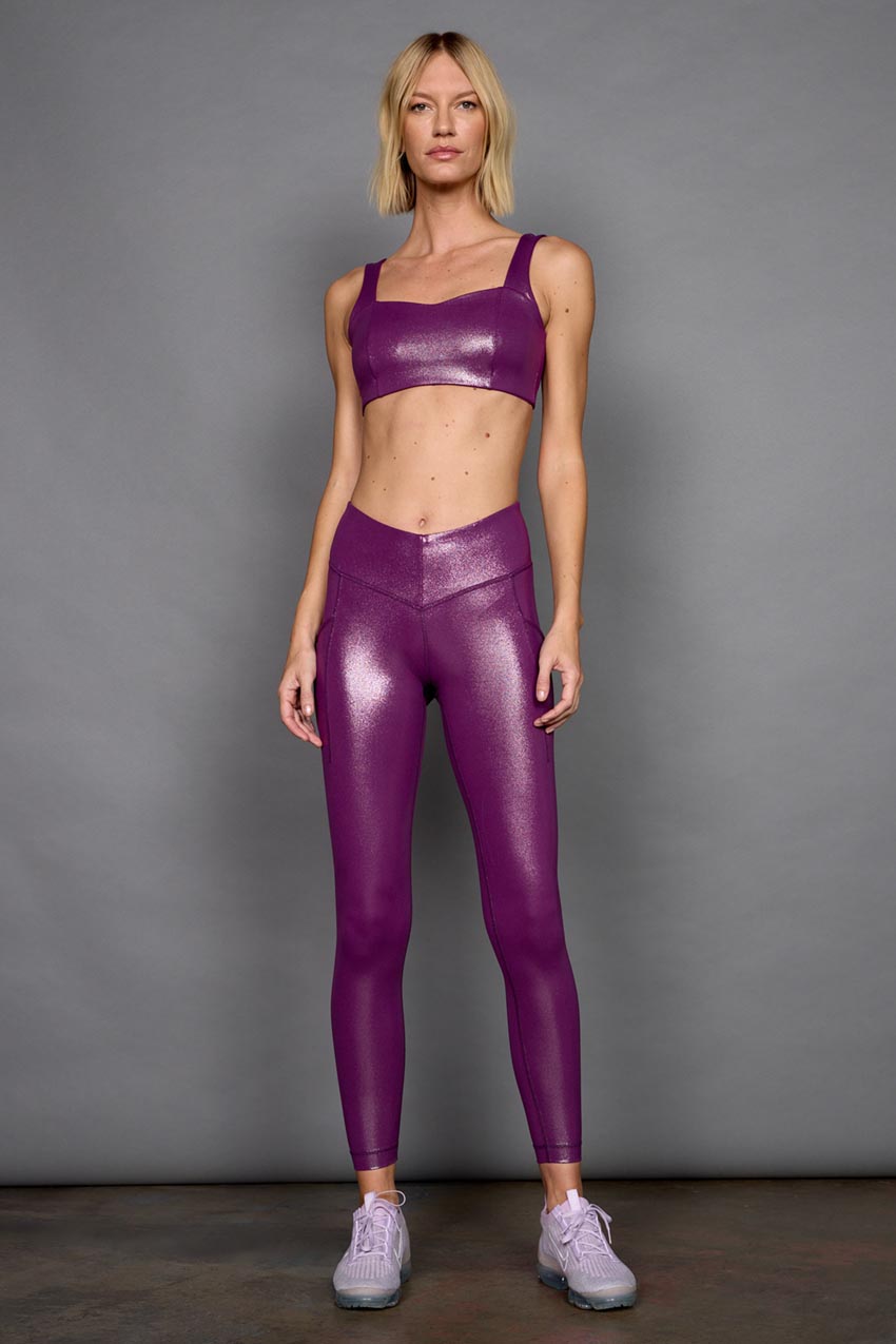 Peloton | Pants & Jumpsuits | Peloton X With Sundays With Love Leggings  Purple Sparkly | Poshmark
