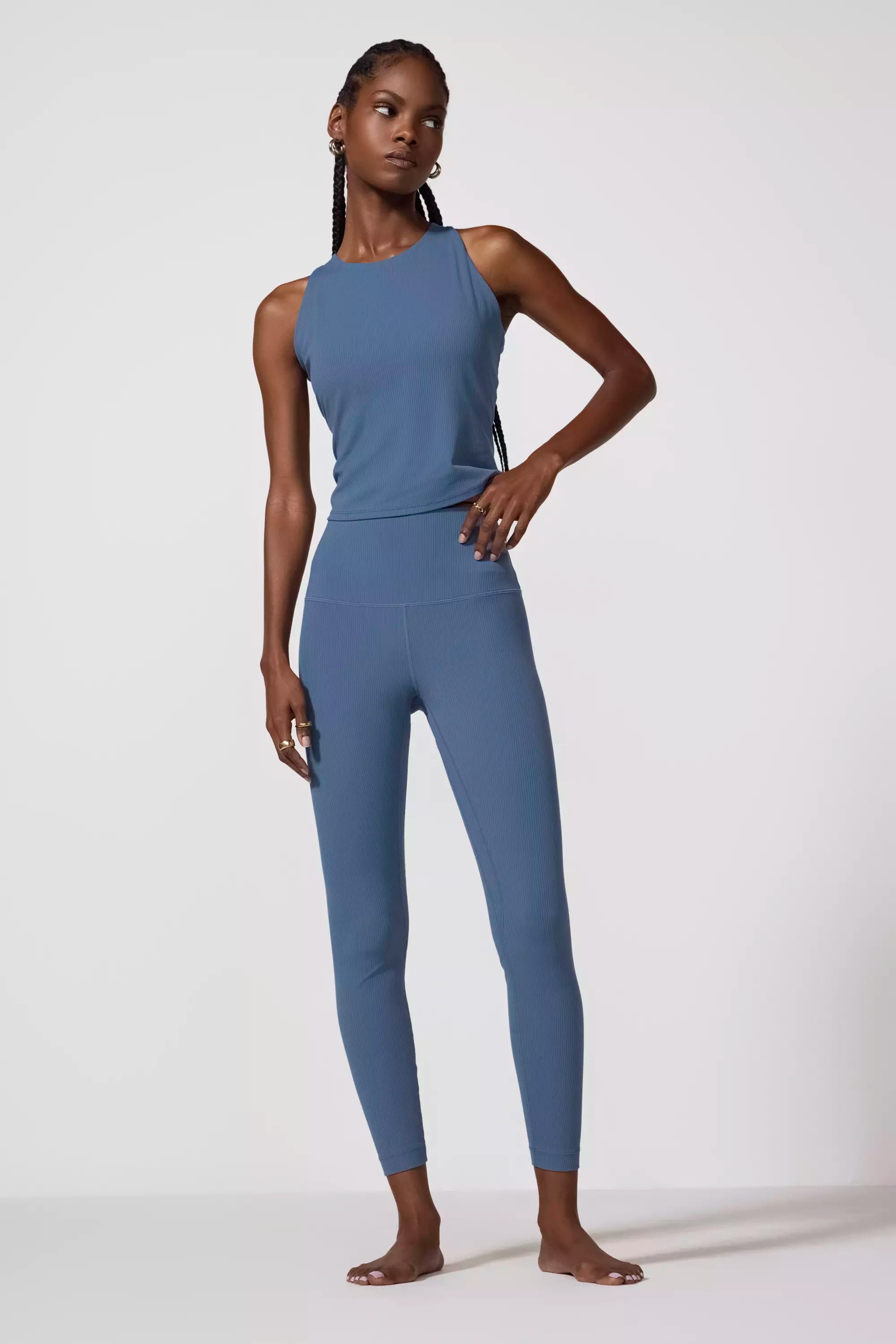 Ribbed Legging - Petrol Blue