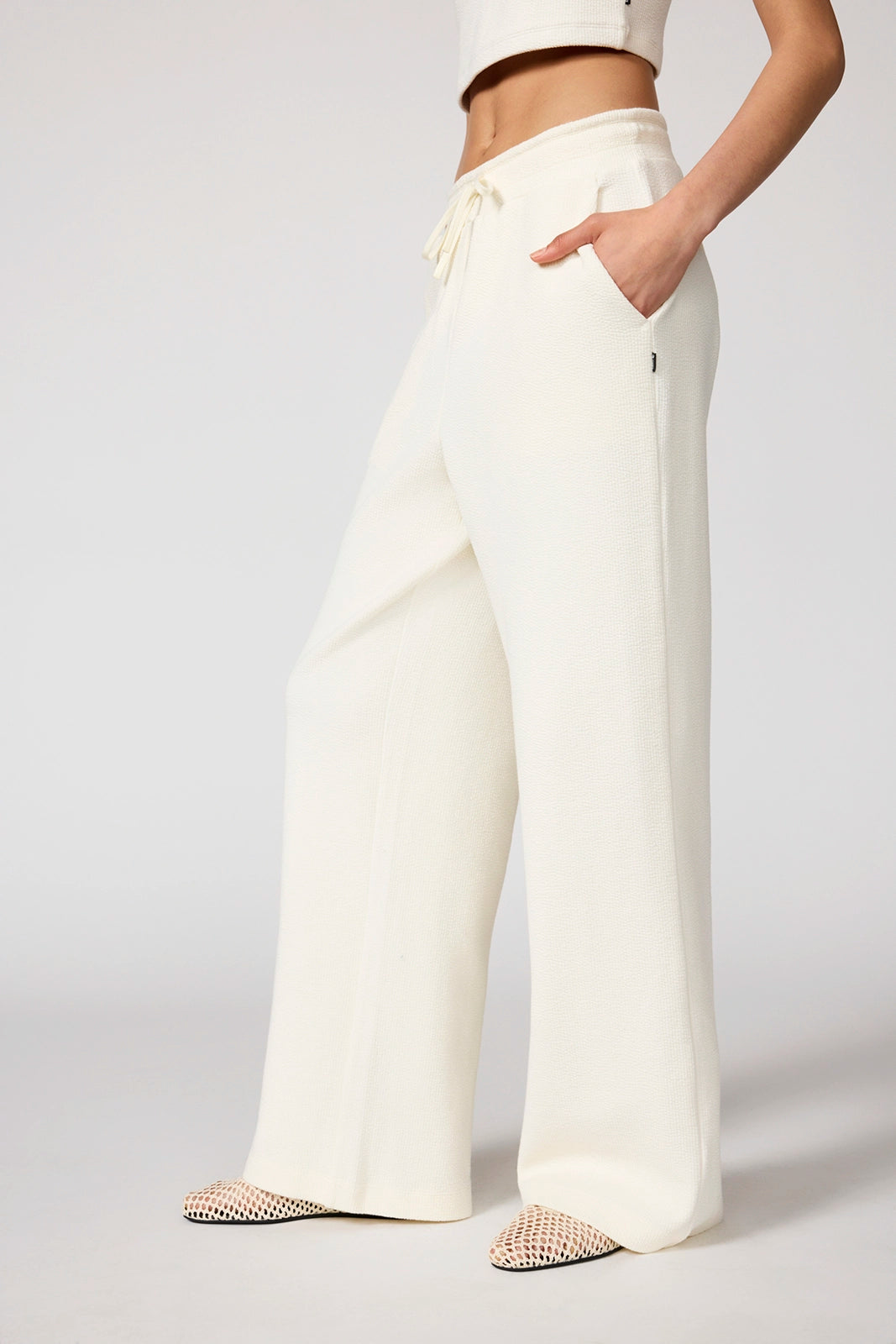 Solace Textured Wide Leg Pant - Vanilla