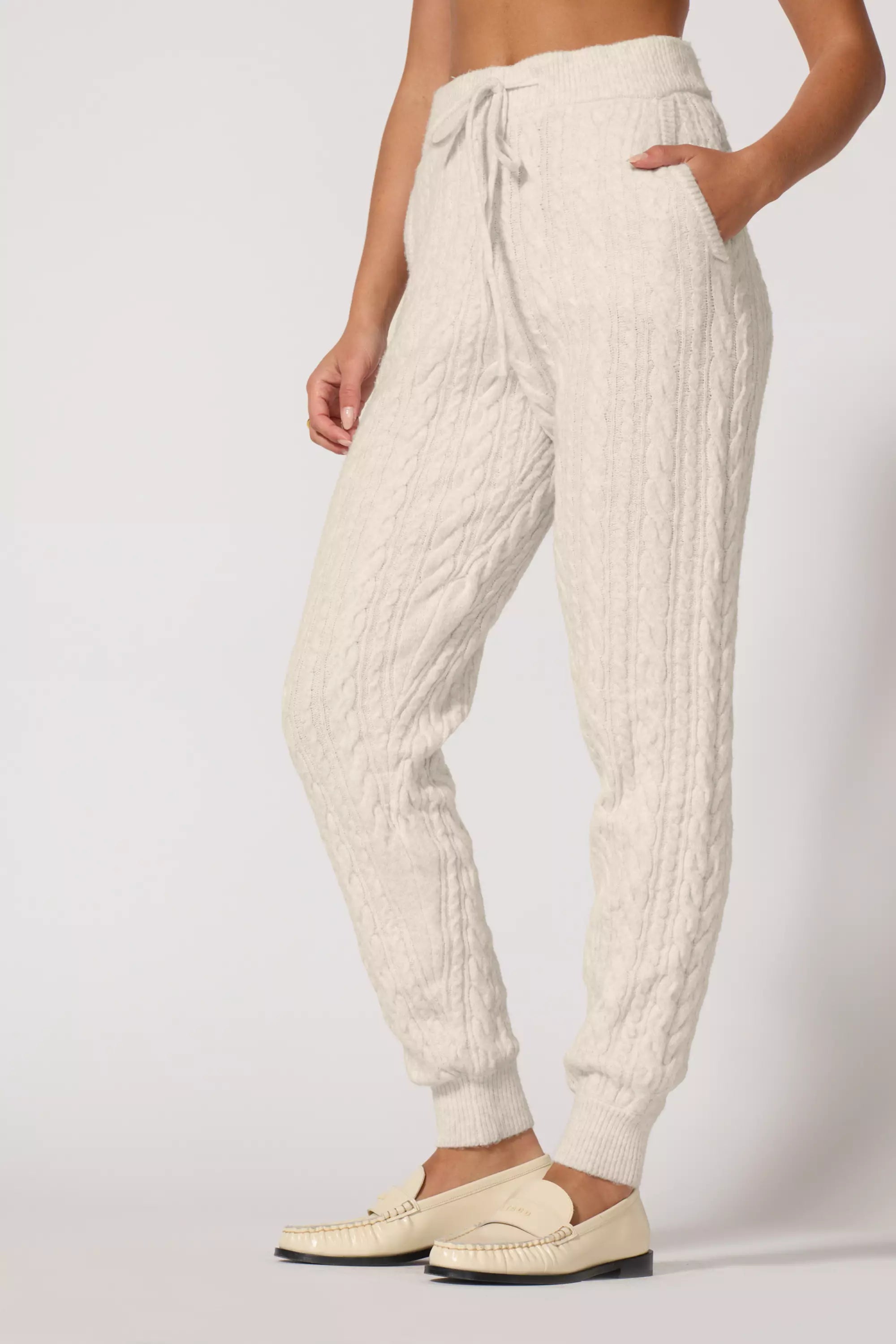 Jogger en tricot de câble - HTR Birch