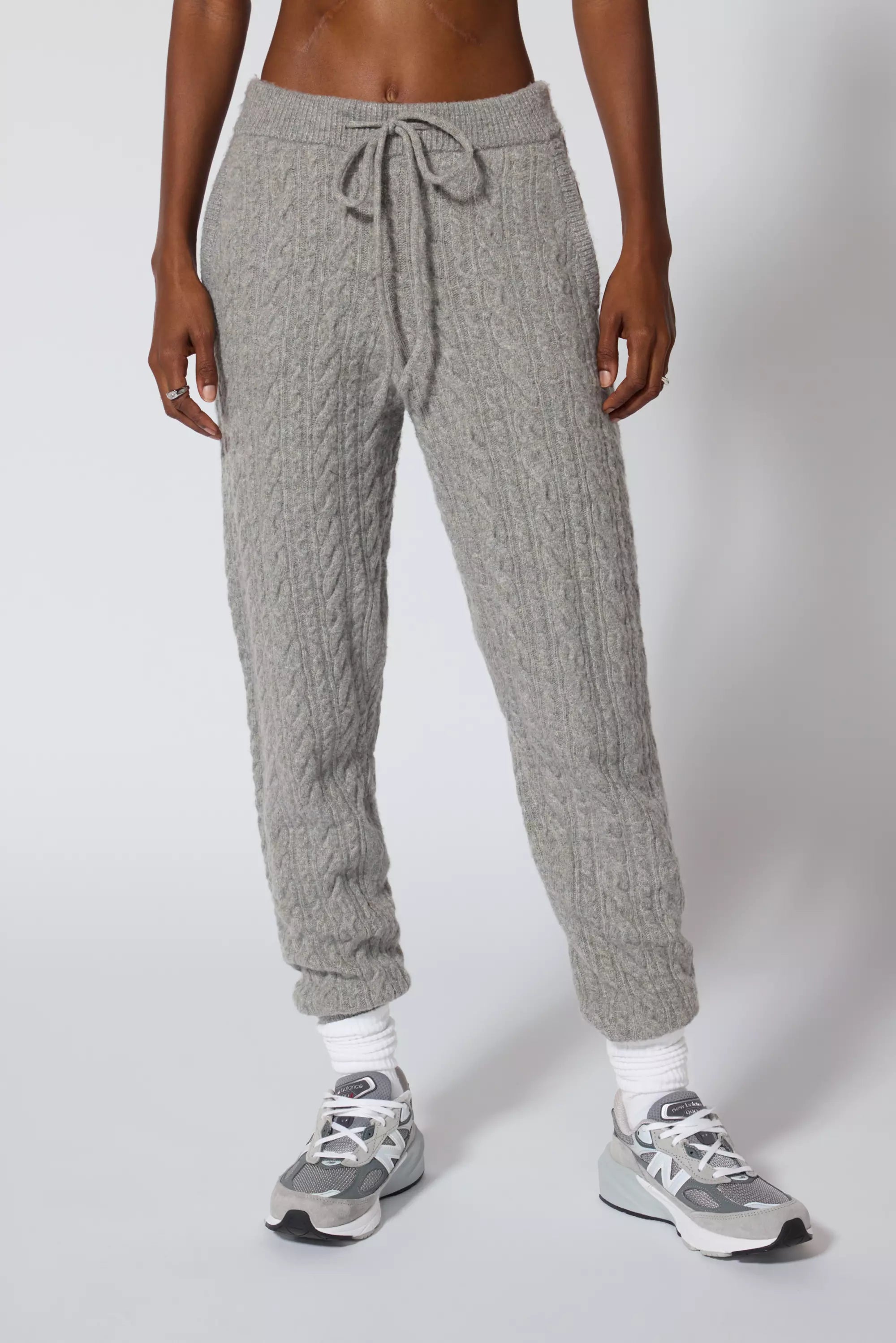 Cable Knit Jogger - Htr Steel Grey