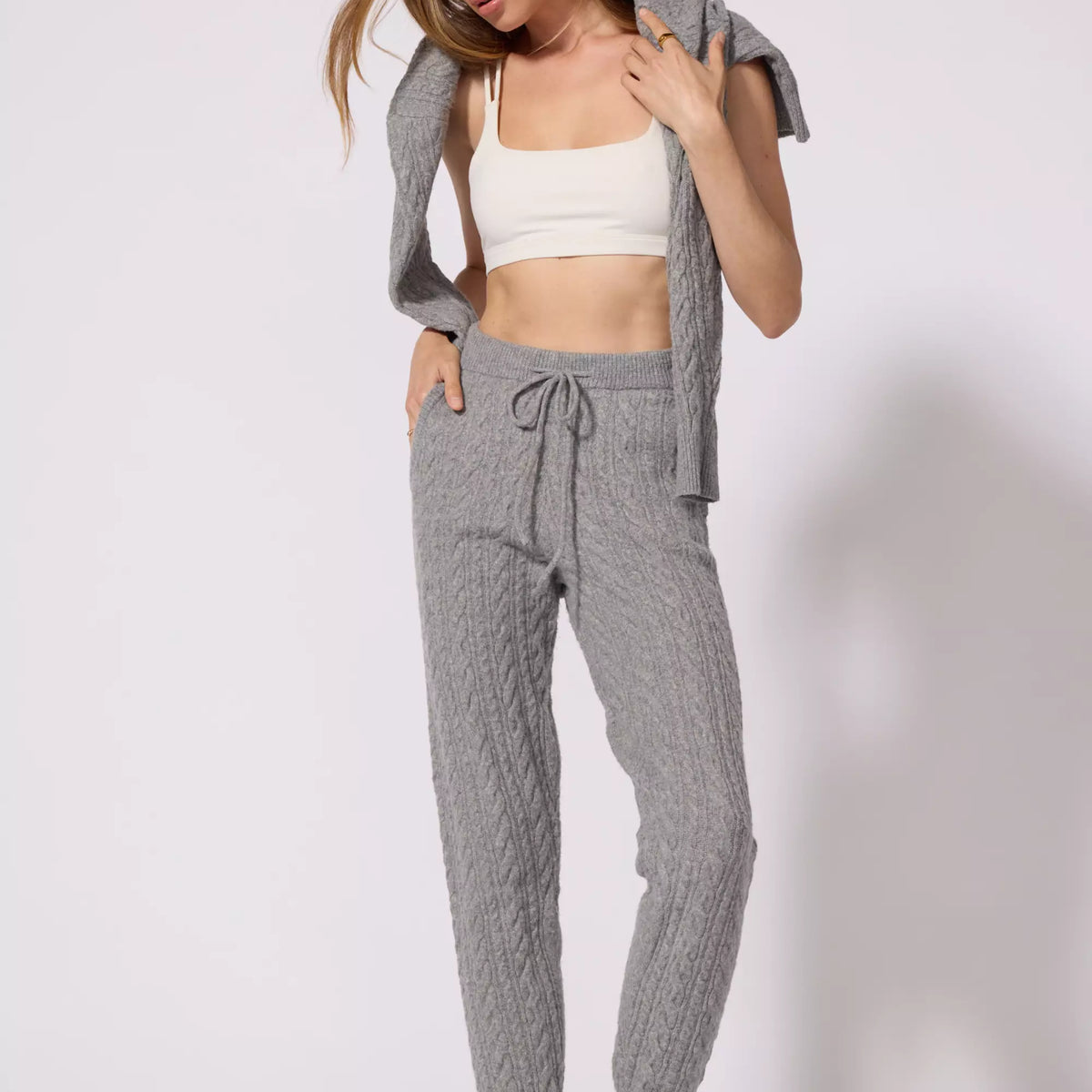 Cable Knit Jogger - Htr Steel Grey | MPG Sport