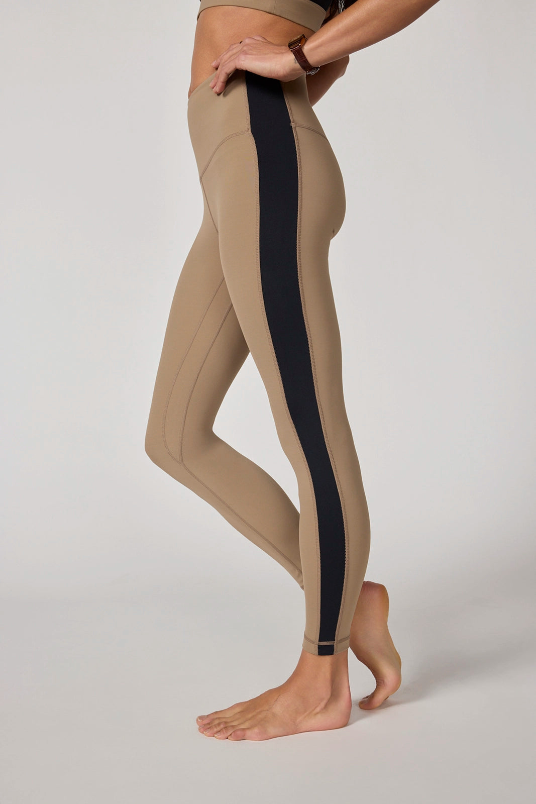 Sculpt Color Blocked Legging - Caribou/Black