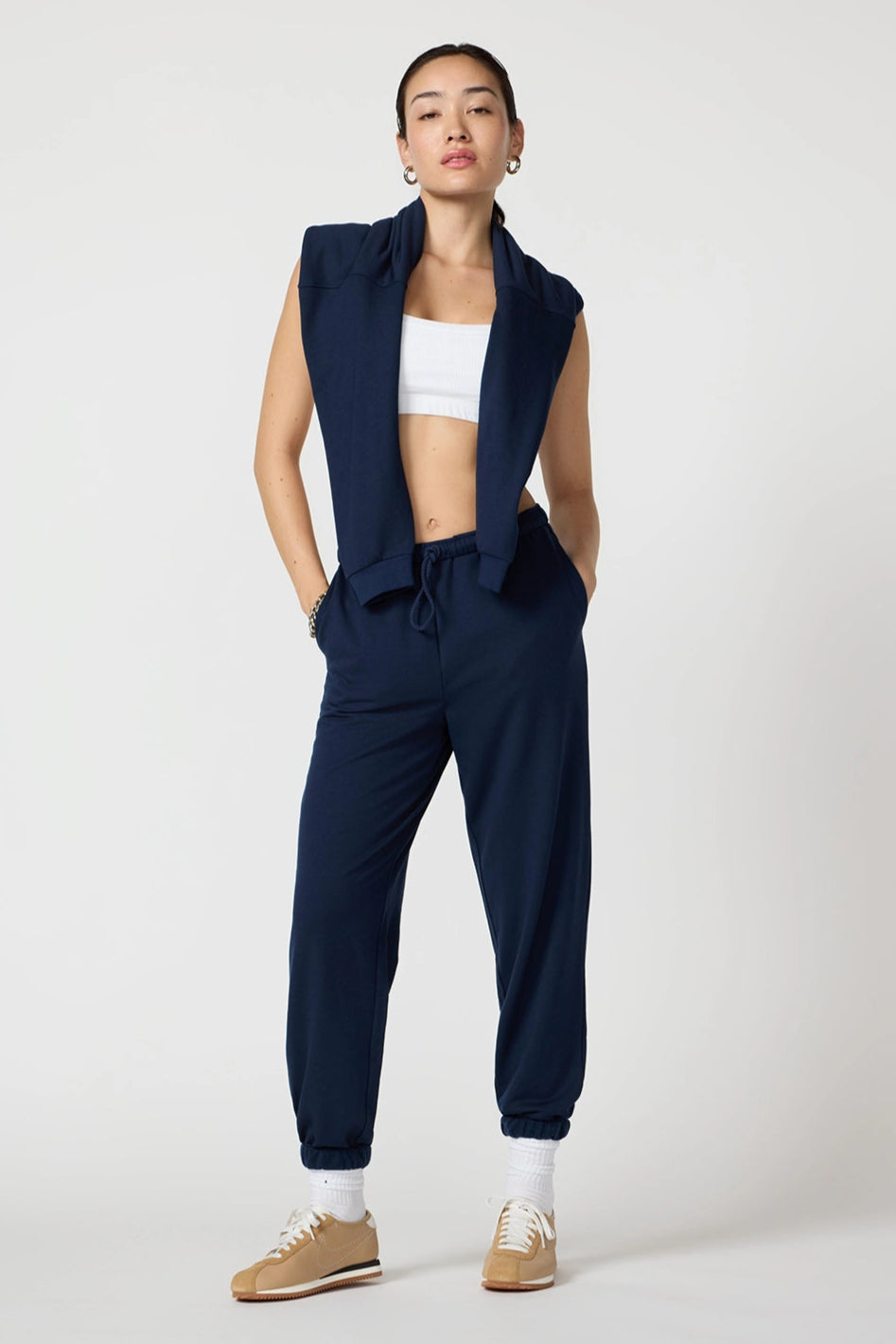 Cozy Fleece Boyfriend Sweatpant - Navy Blazer