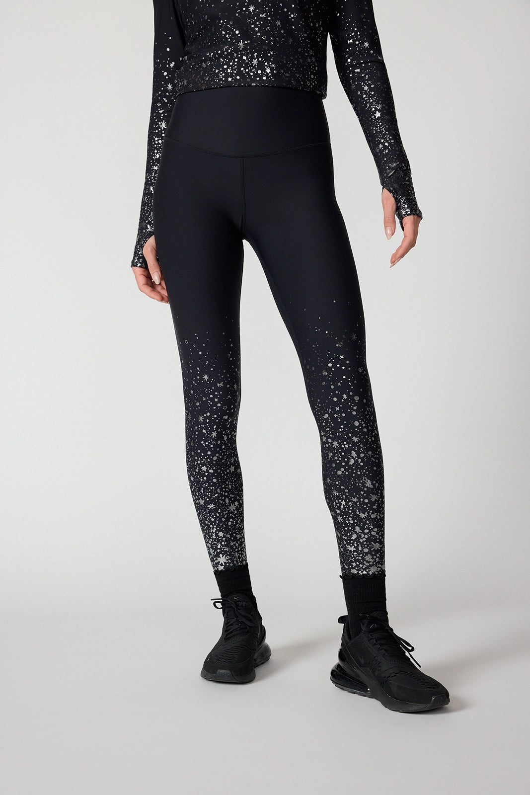 Star Foil Print Legging - Black
