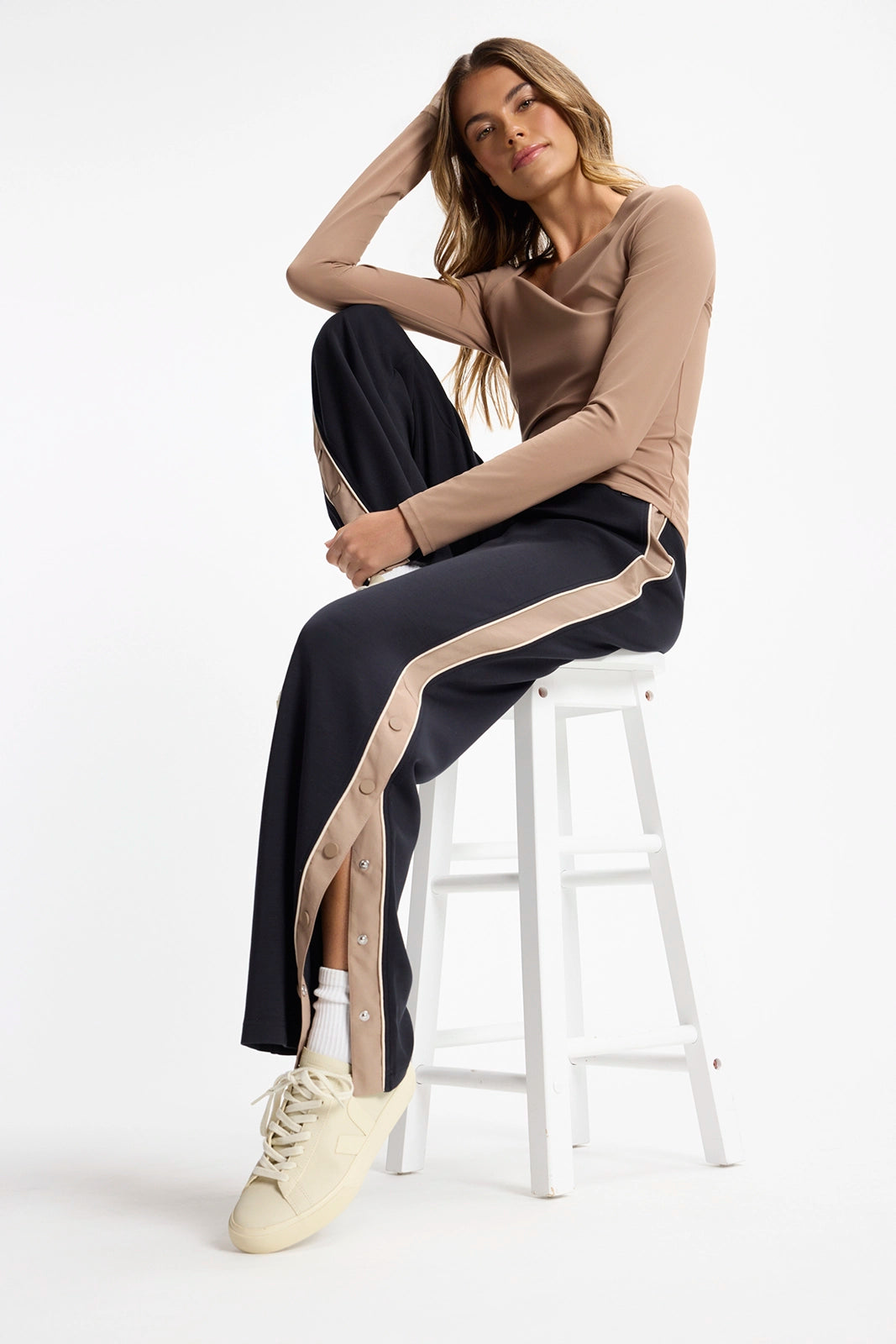 Performance Track Pant with Snaps - Black/Brownie