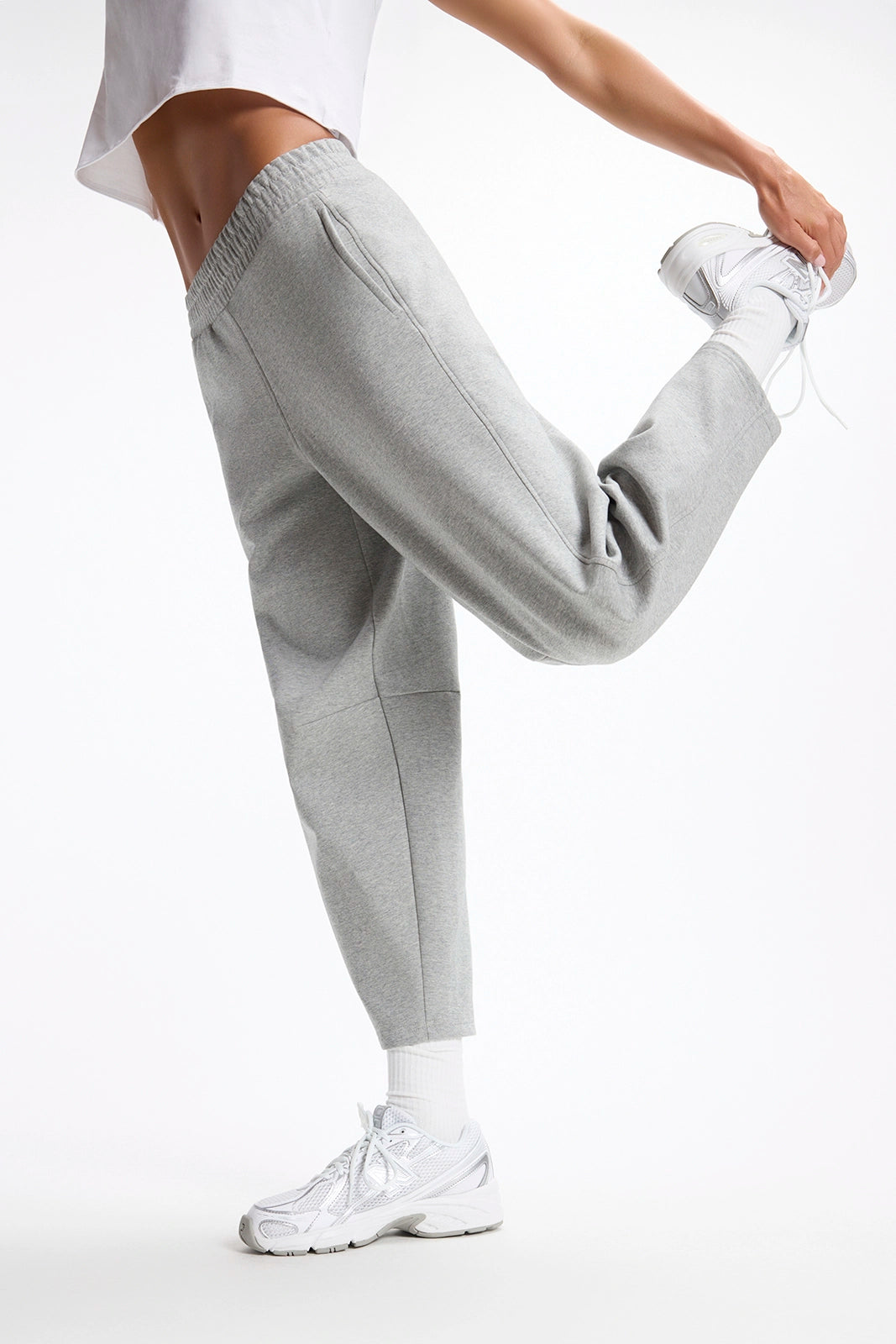 Ultrasoft Fleece Barrel Leg Pant - Htr Concrete