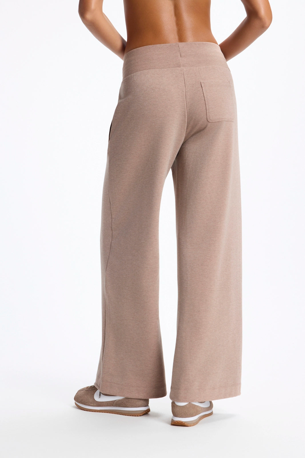 Cozy Fleece Wide Leg Pant - Htr Brownie
