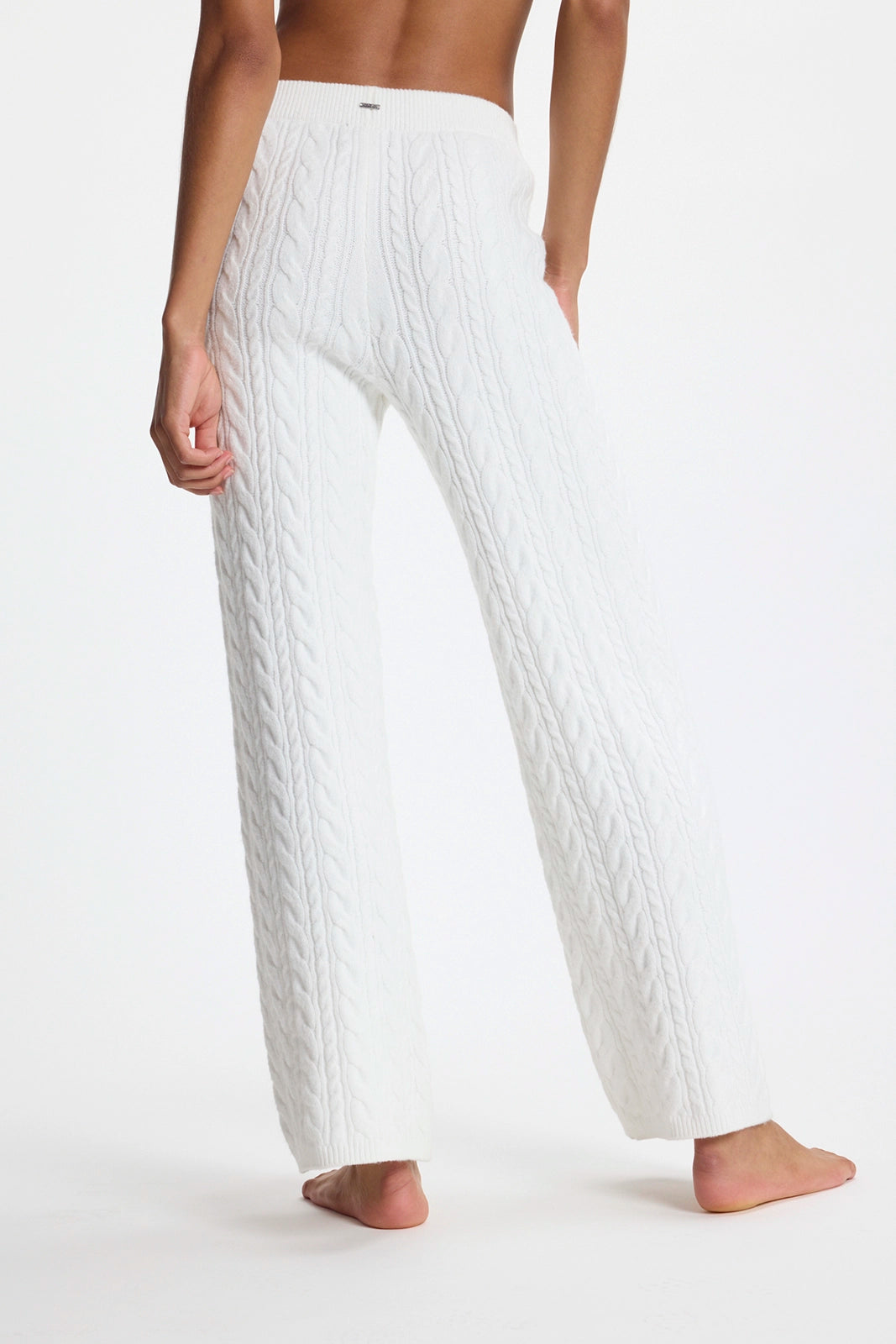 Cable Knit Relaxed Pant - Snow White