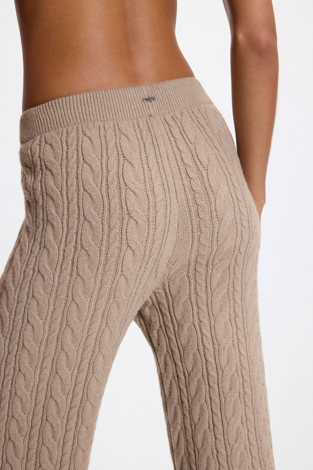 Cable Knit Relaxed Pant - Htr Wooden