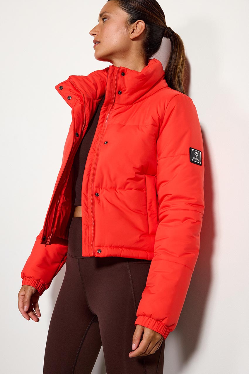 Cropped hot sale red puffer