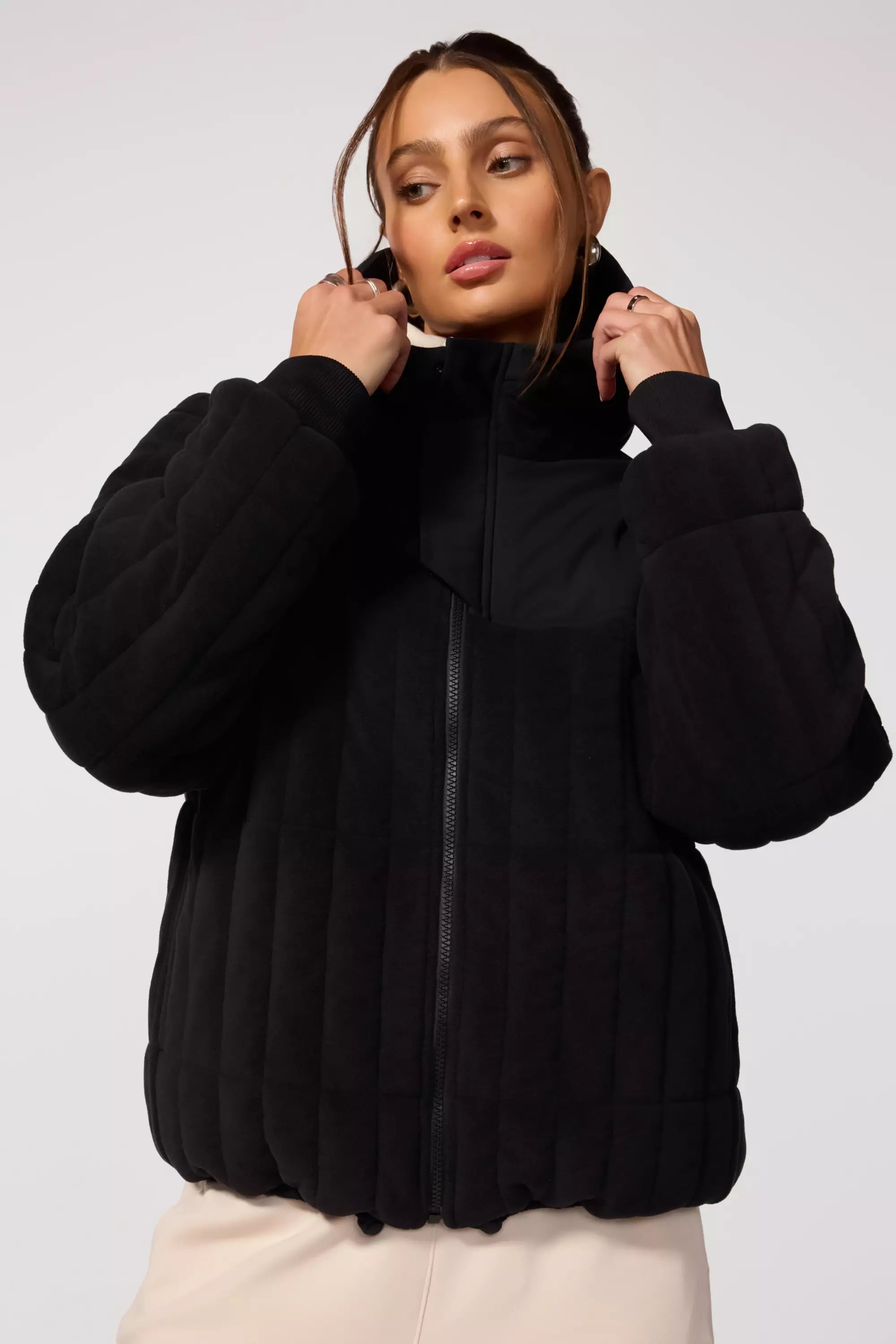 Plush Quilted Jacket - Black