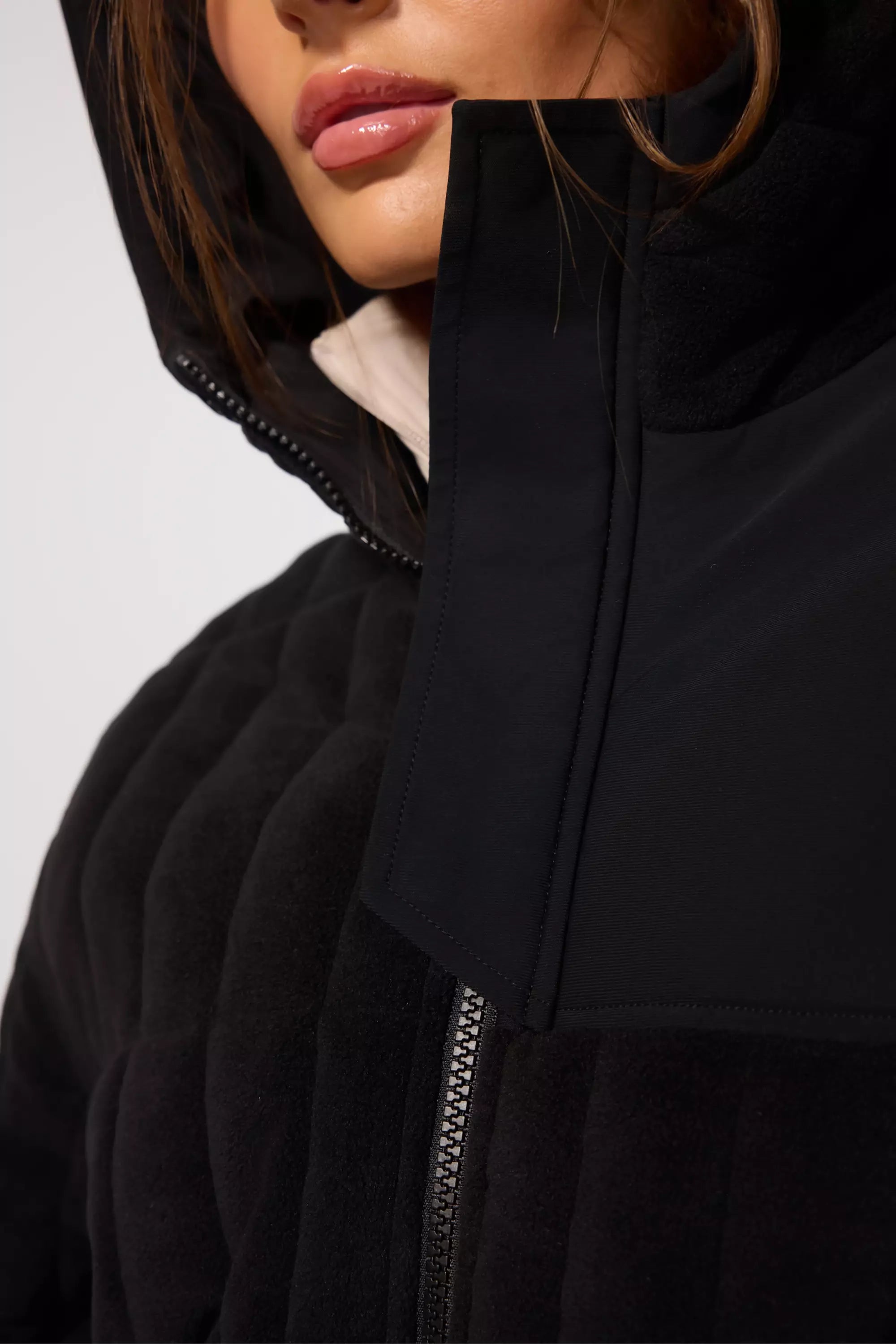 Plush Quilted Jacket - Black